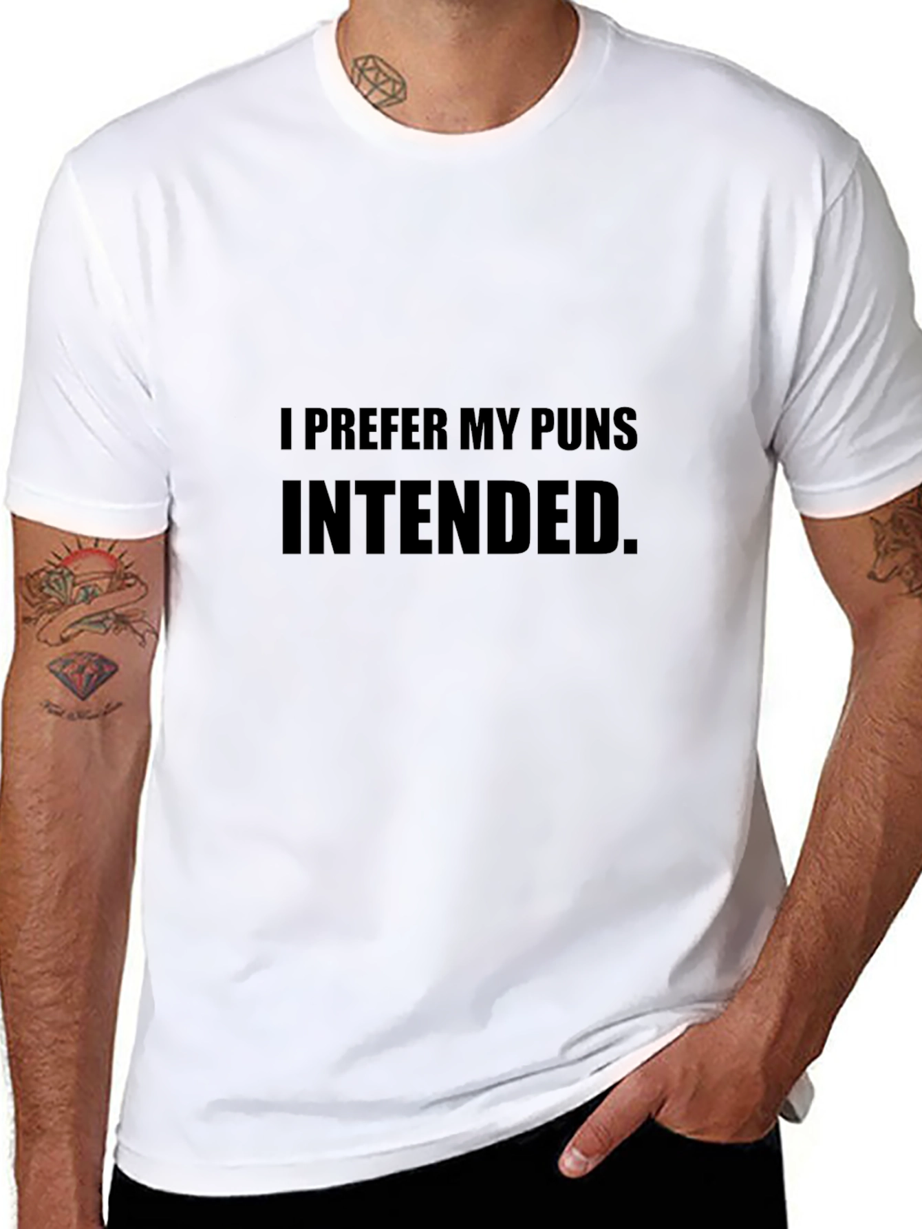 I Prefer My Puns Intended Black T-Shirt