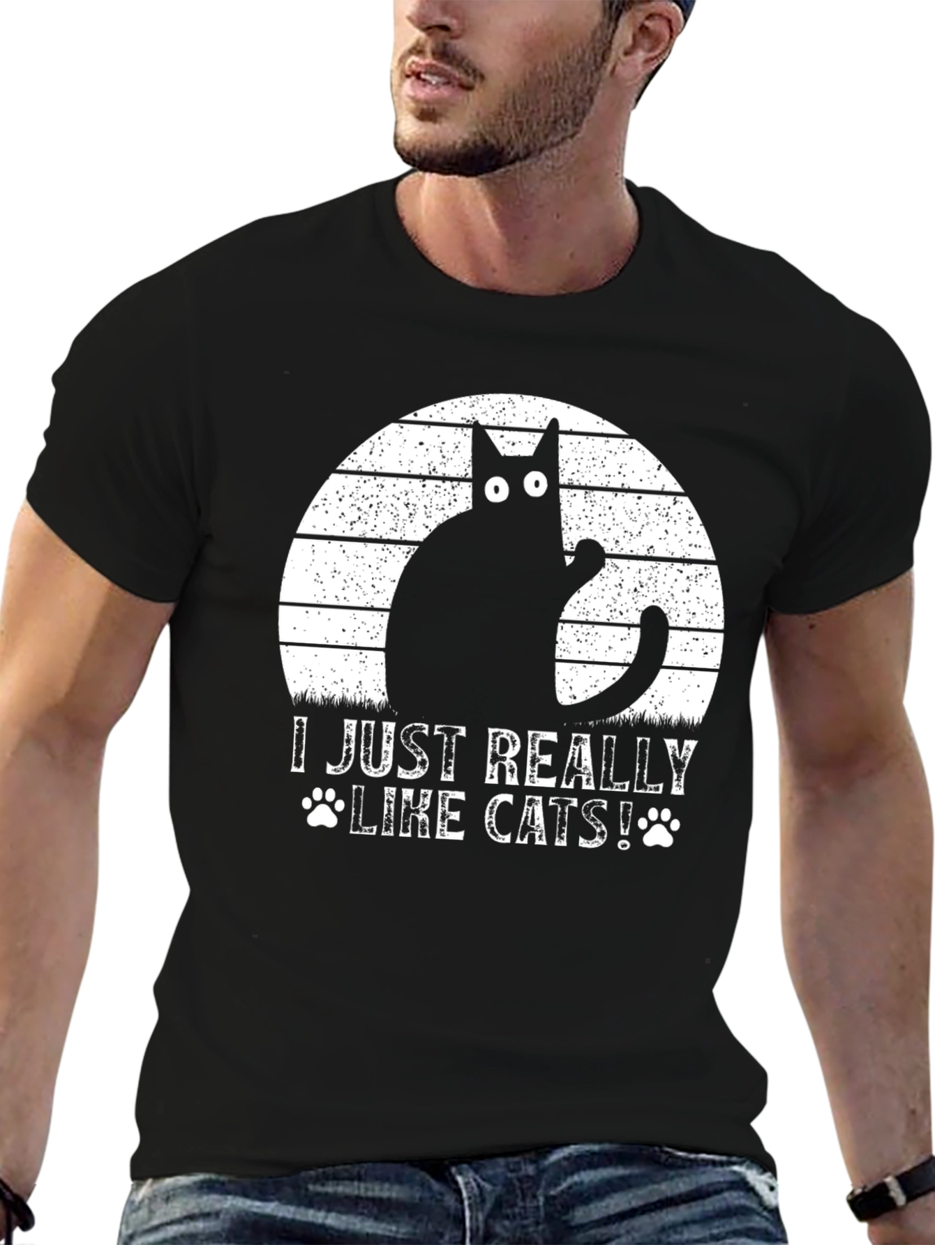 I Just Really Like Cats Black T-Shirt