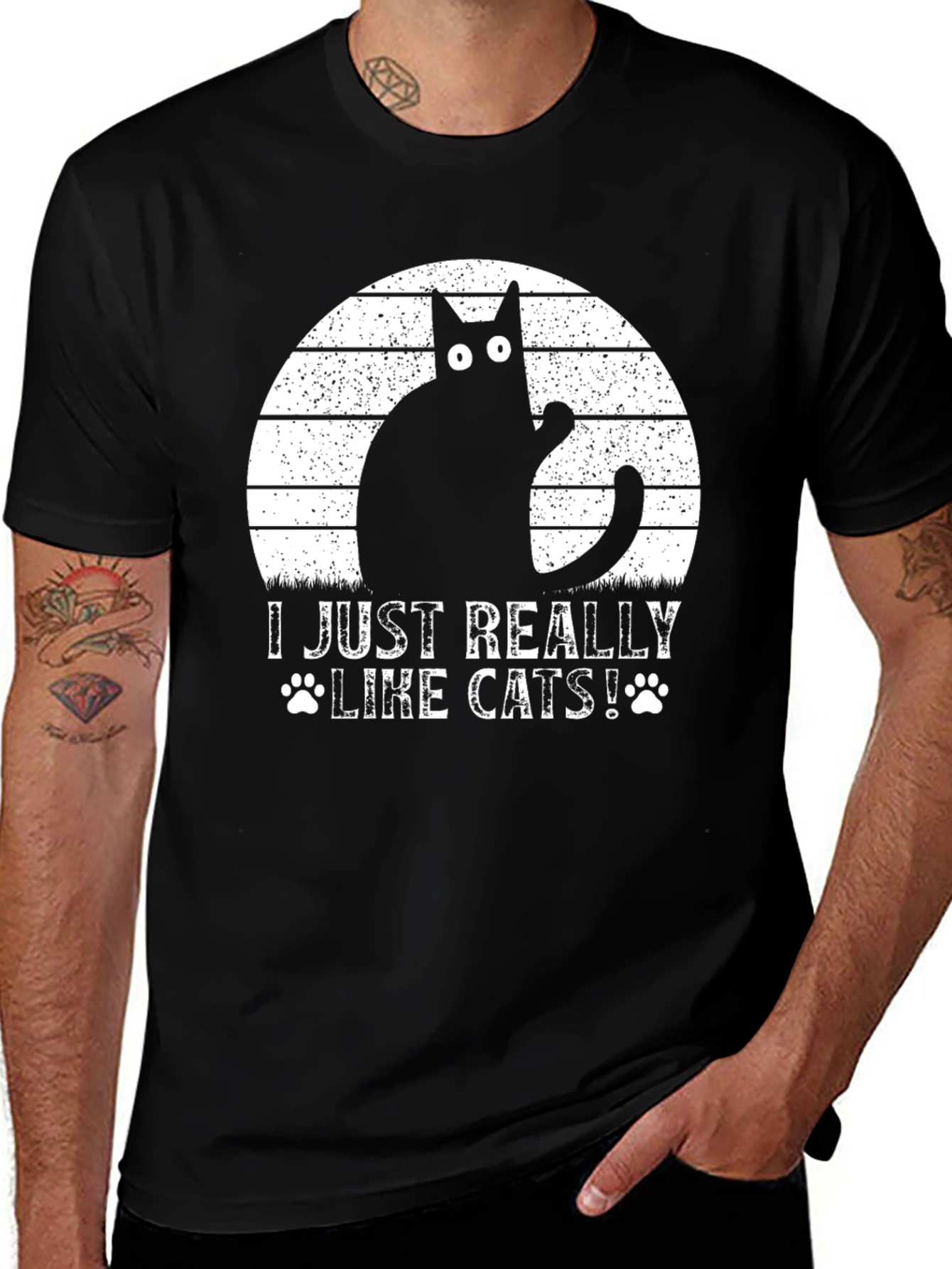 I Just Really Like Cats Black T-Shirt