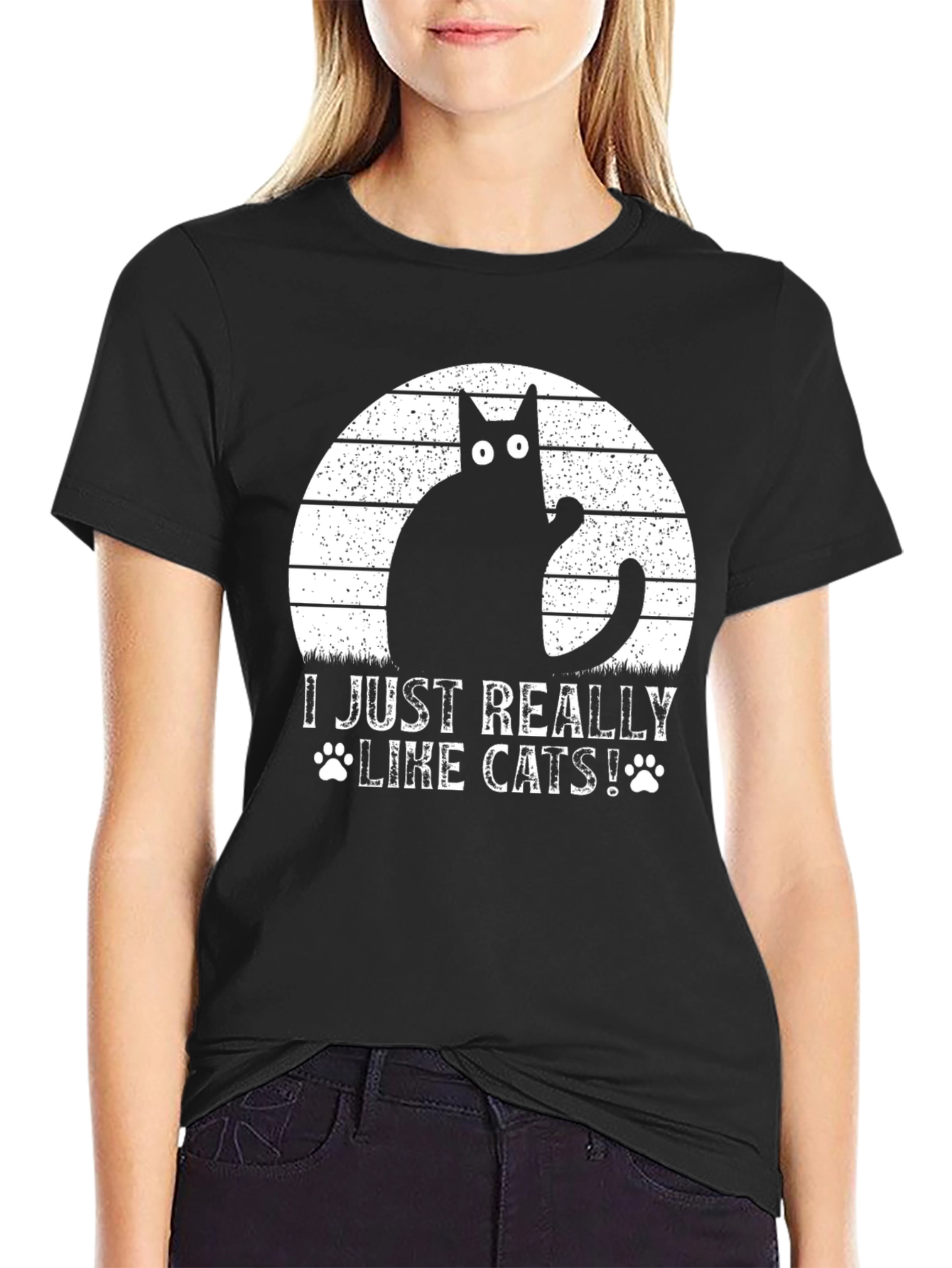 I Just Really Like Cats Black T-Shirt