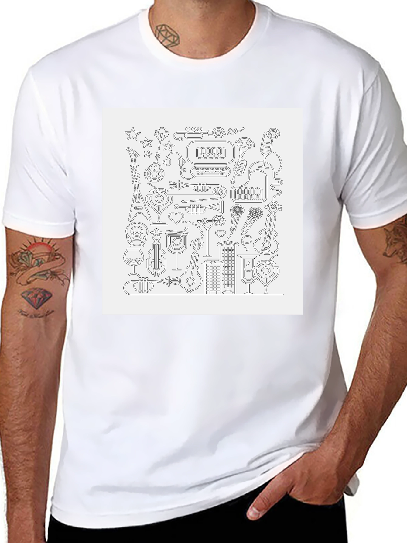 Musical Doodle Graphic Black T-Shirt