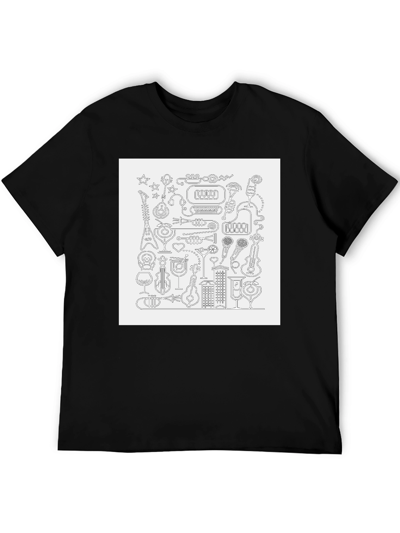 Musical Doodle Graphic Black T-Shirt