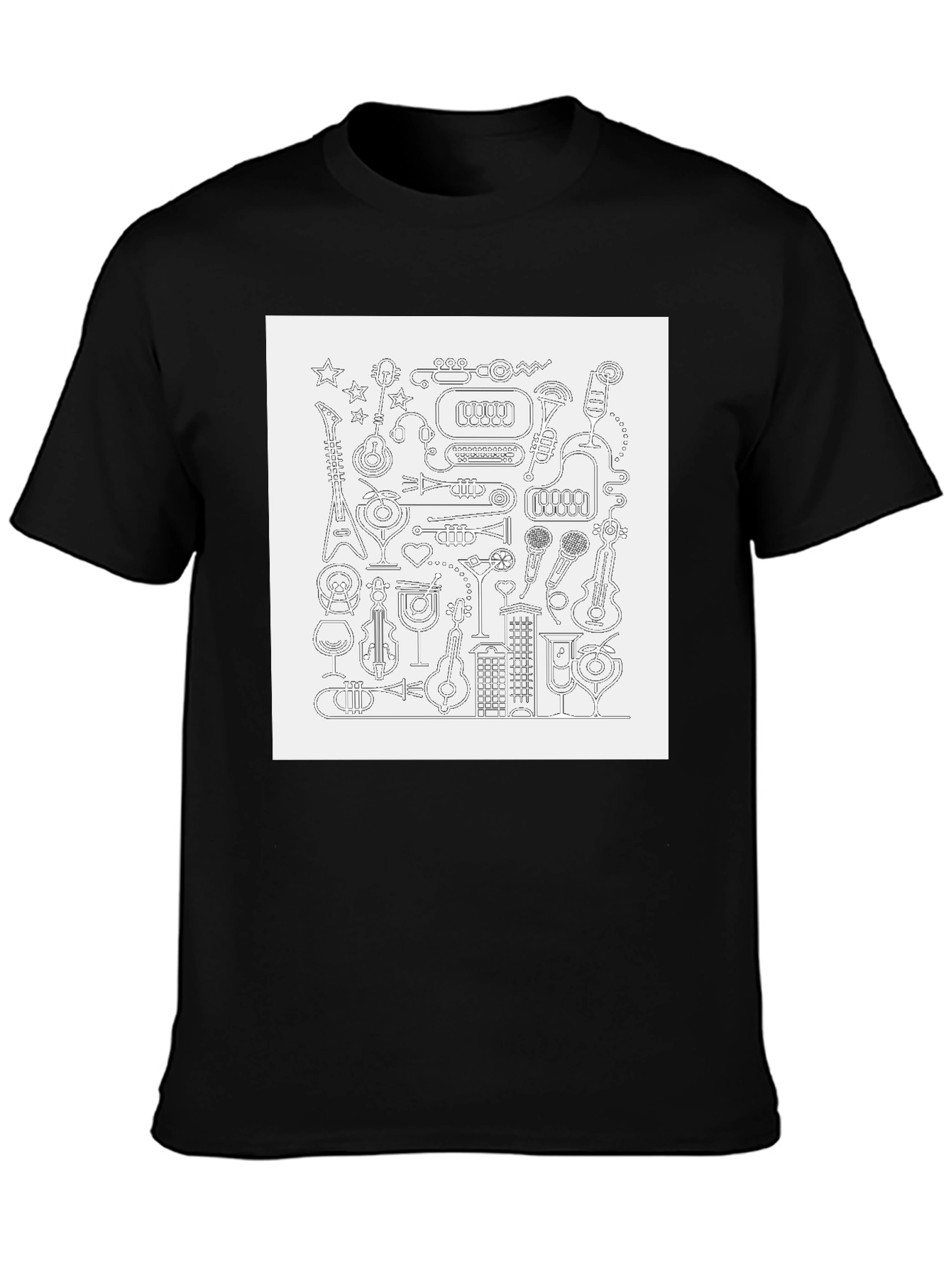 Musical Doodle Graphic Black T-Shirt