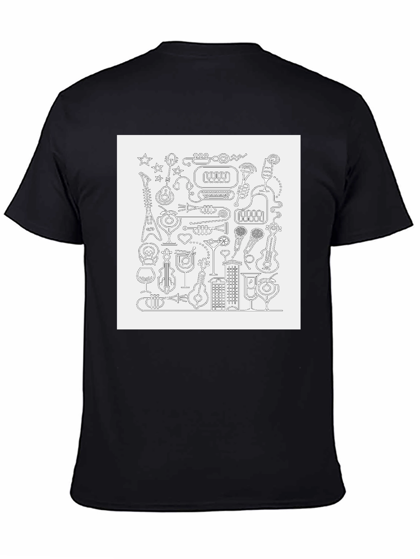 Musical Doodle Graphic Black T-Shirt