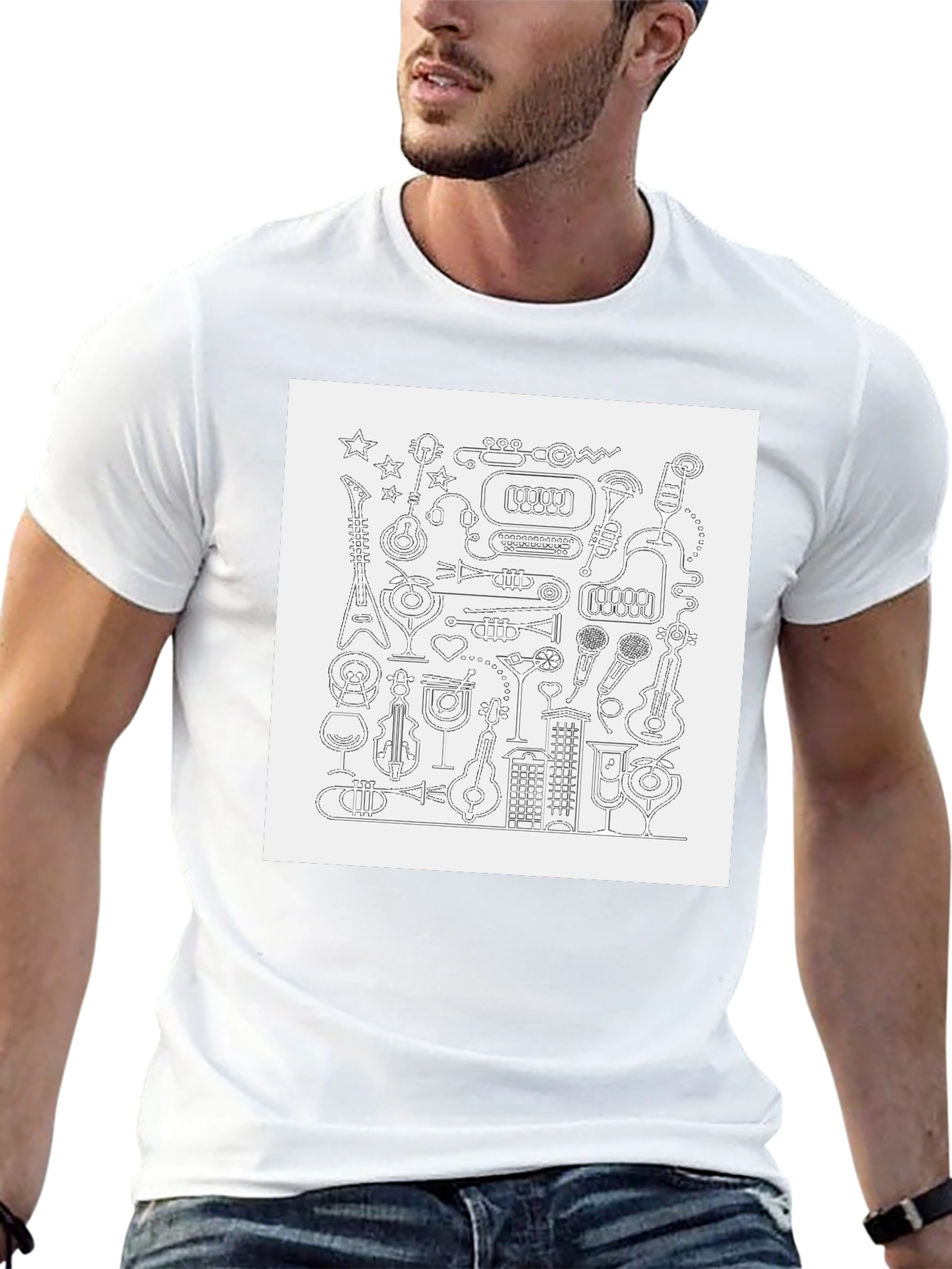 Musical Doodle Graphic Black T-Shirt