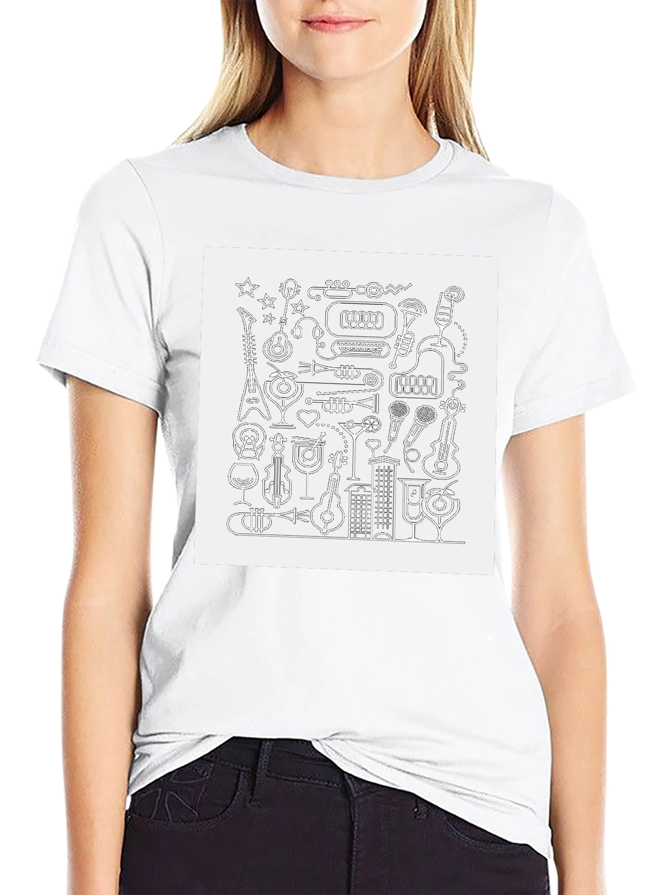Musical Doodle Graphic Black T-Shirt