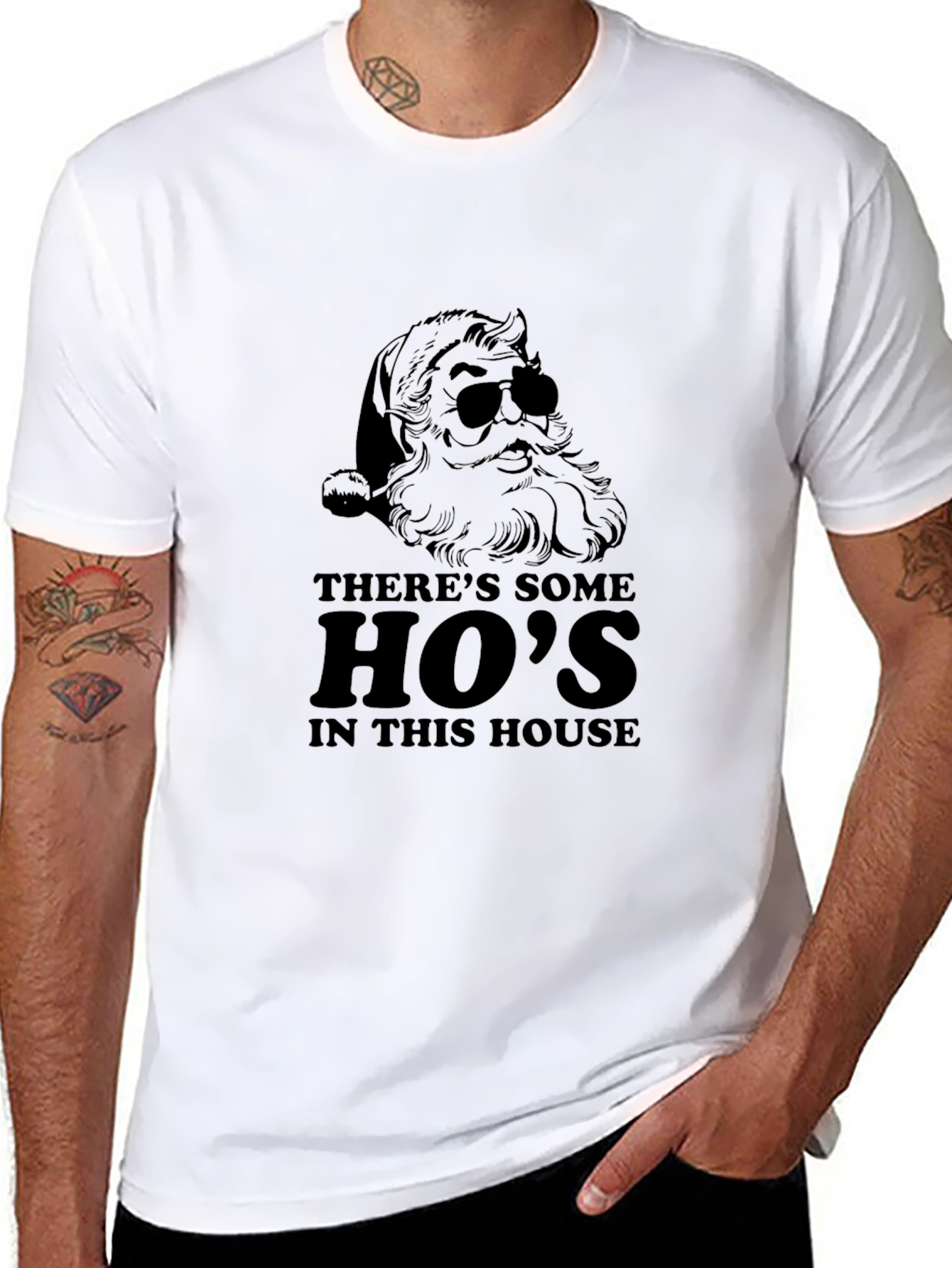 Funny Santa Hos In This House Black T-Shirt