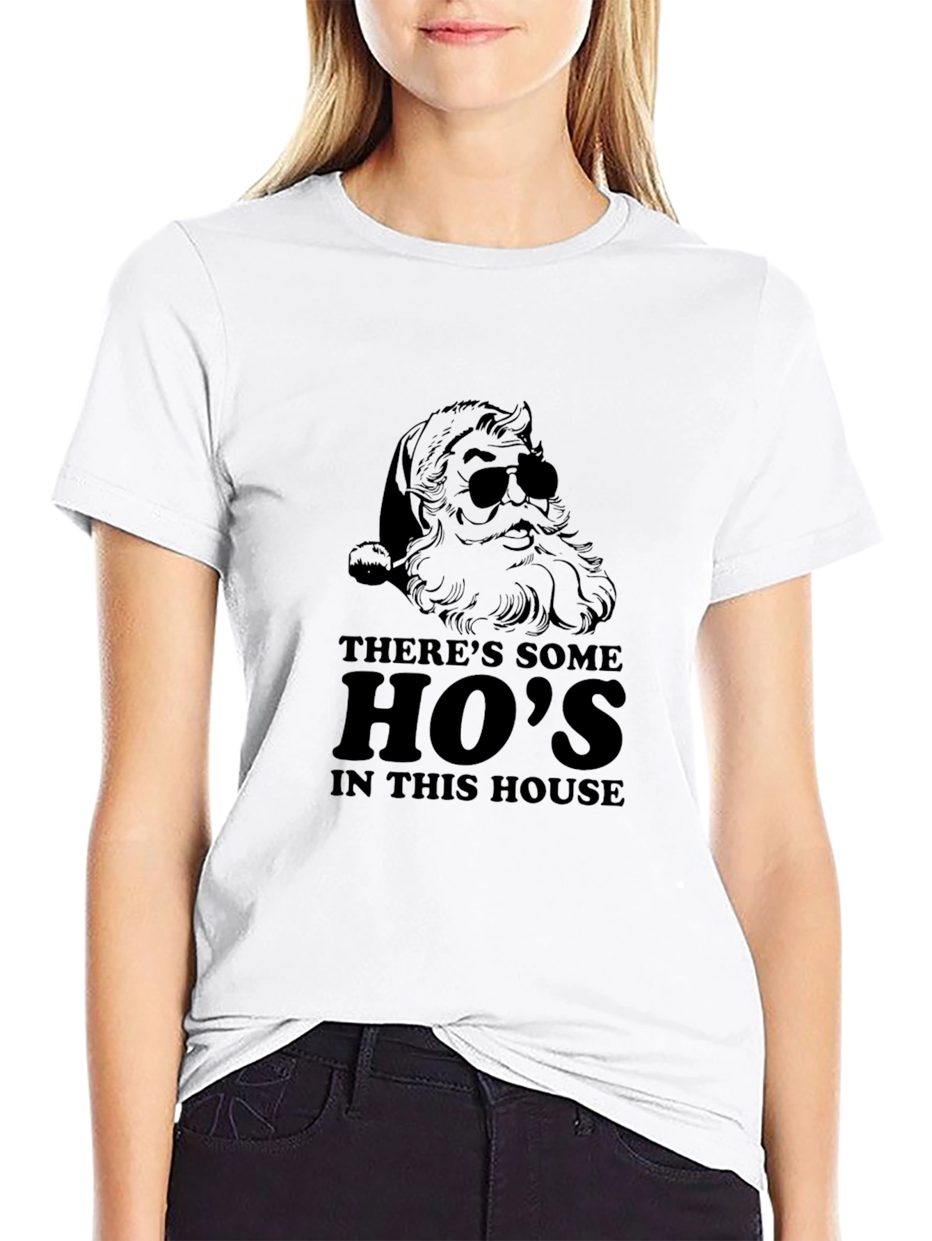 Funny Santa Hos In This House Black T-Shirt