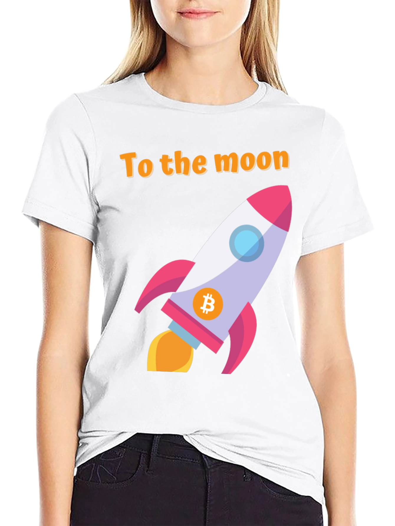 Bitcoin Rocket To The Moon Graphic Tee