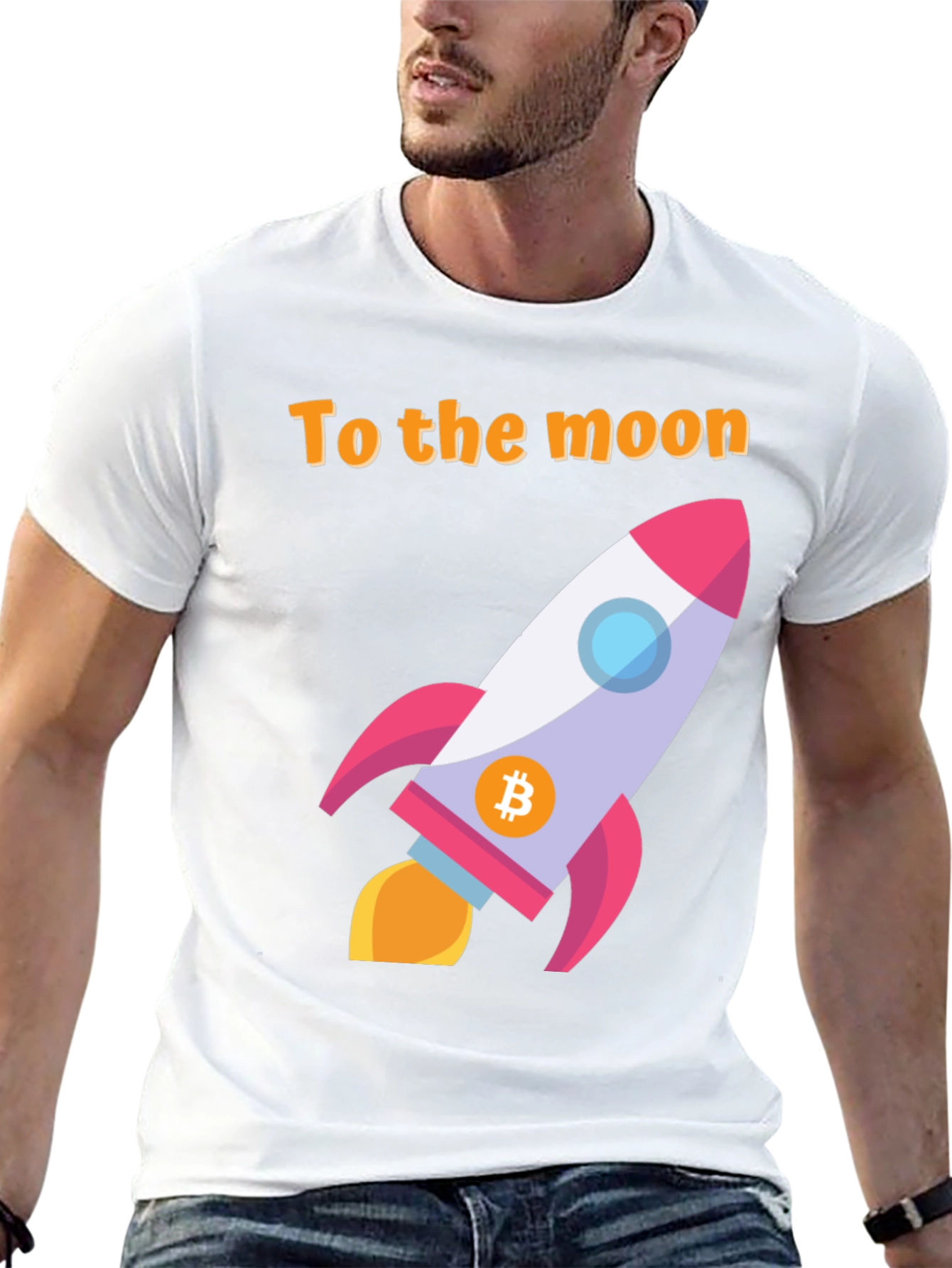 Bitcoin Rocket To The Moon Graphic Tee