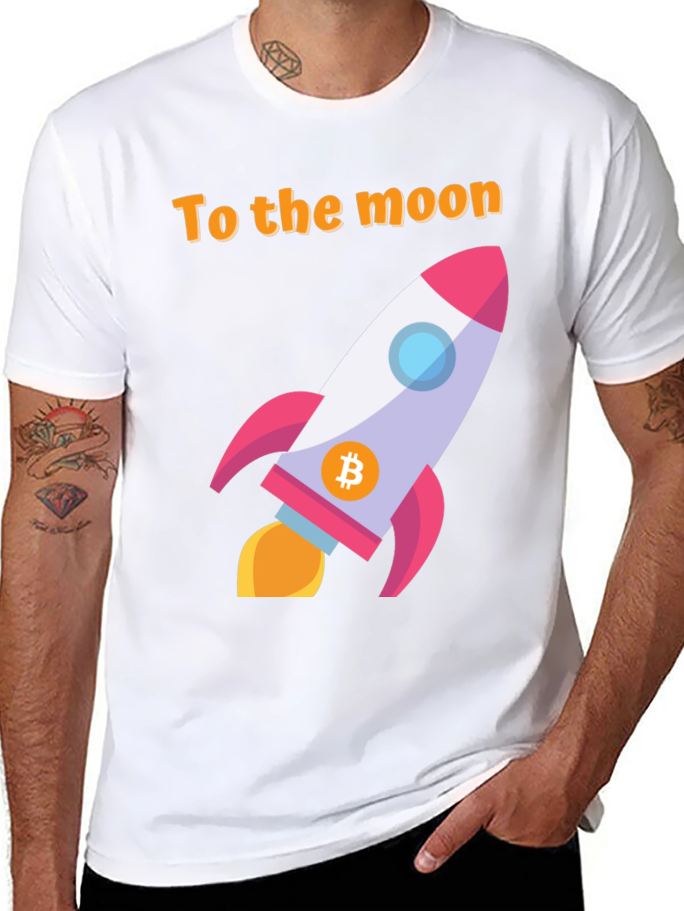 Bitcoin Rocket To The Moon Graphic Tee