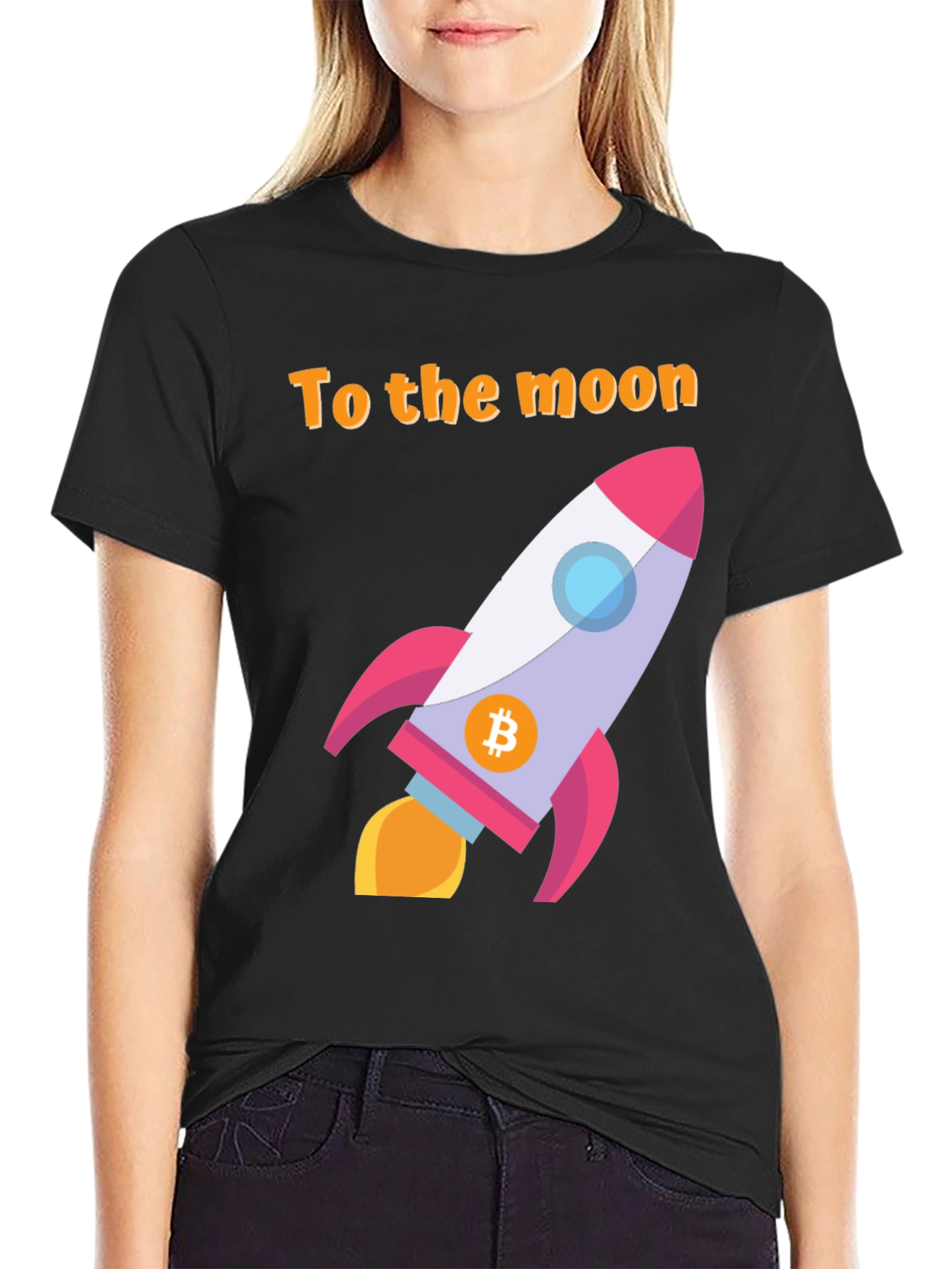 Bitcoin Rocket To The Moon Graphic Tee