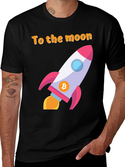 Bitcoin Rocket To The Moon Graphic Tee