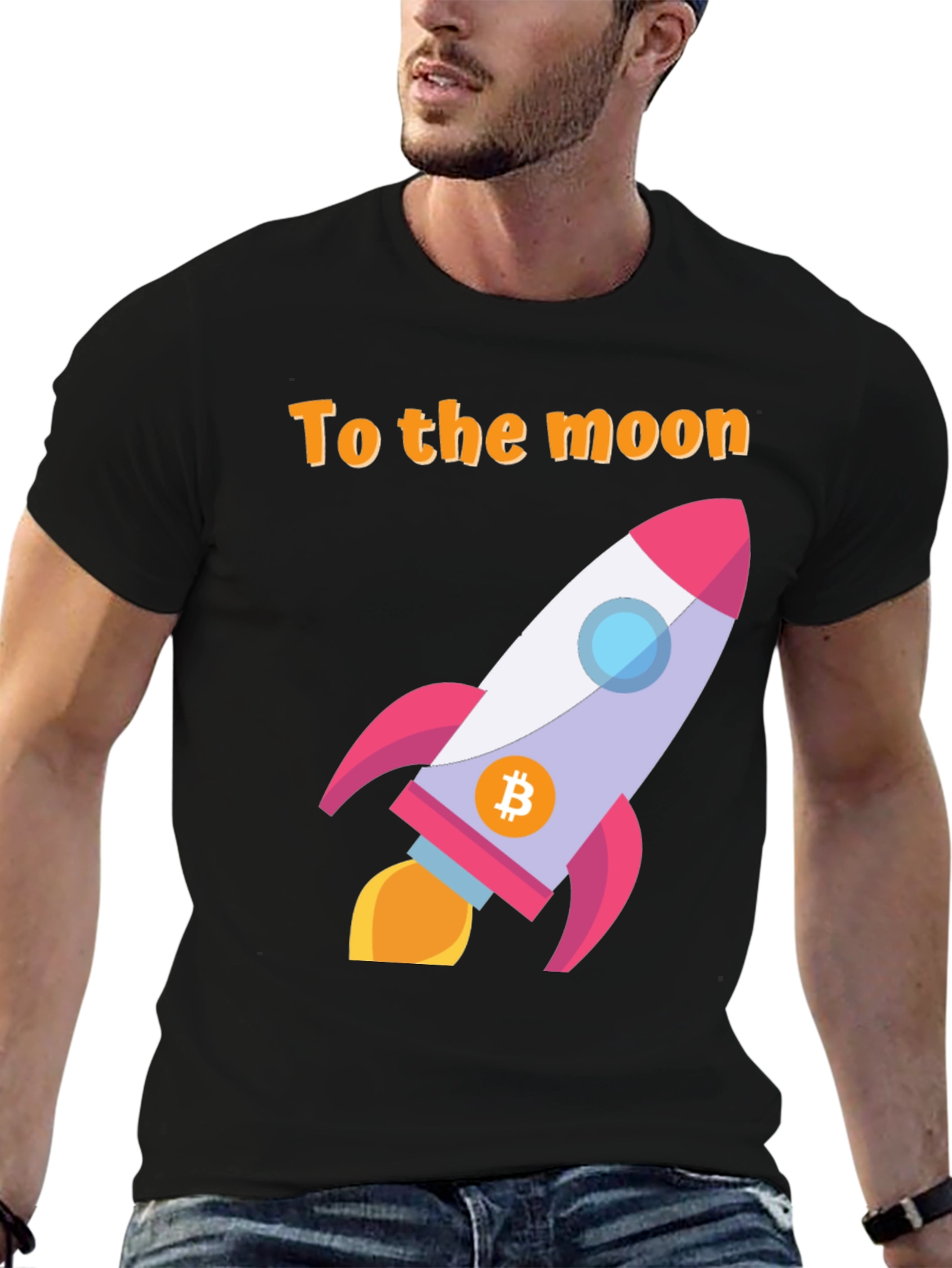 Bitcoin Rocket To The Moon Graphic Tee