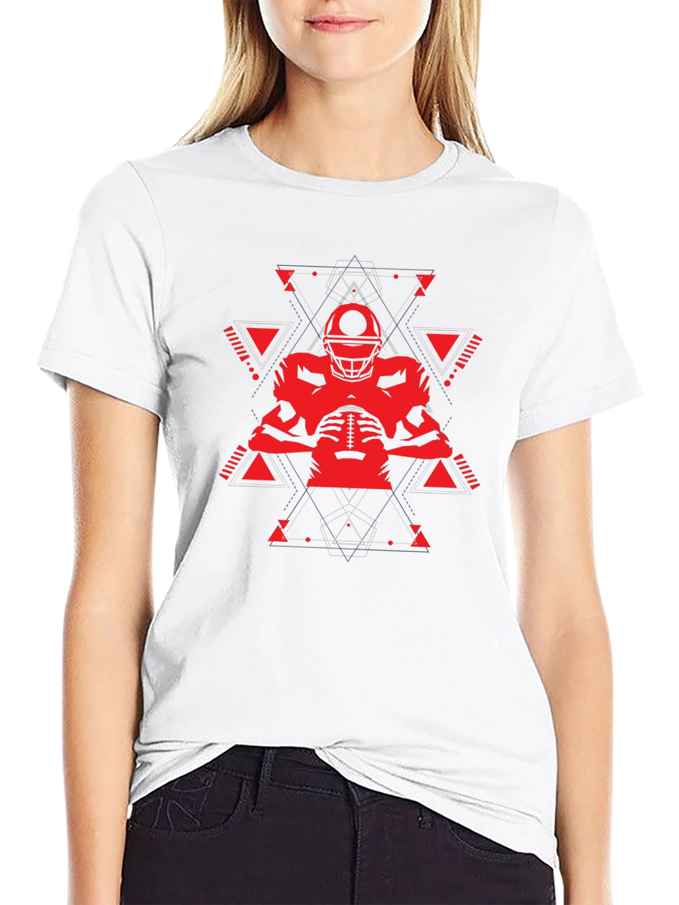 Geometric Football Player Graphic T-Shirt