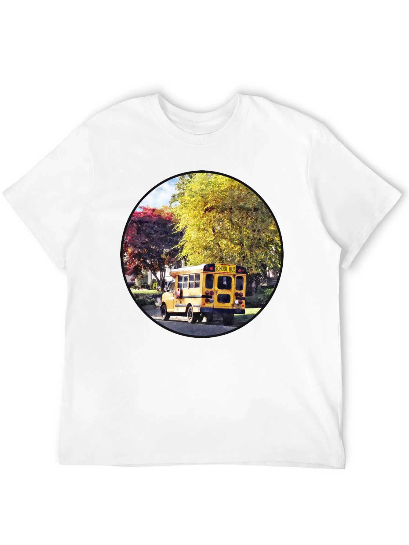School Bus Graphic Tee - Unique Circle Design