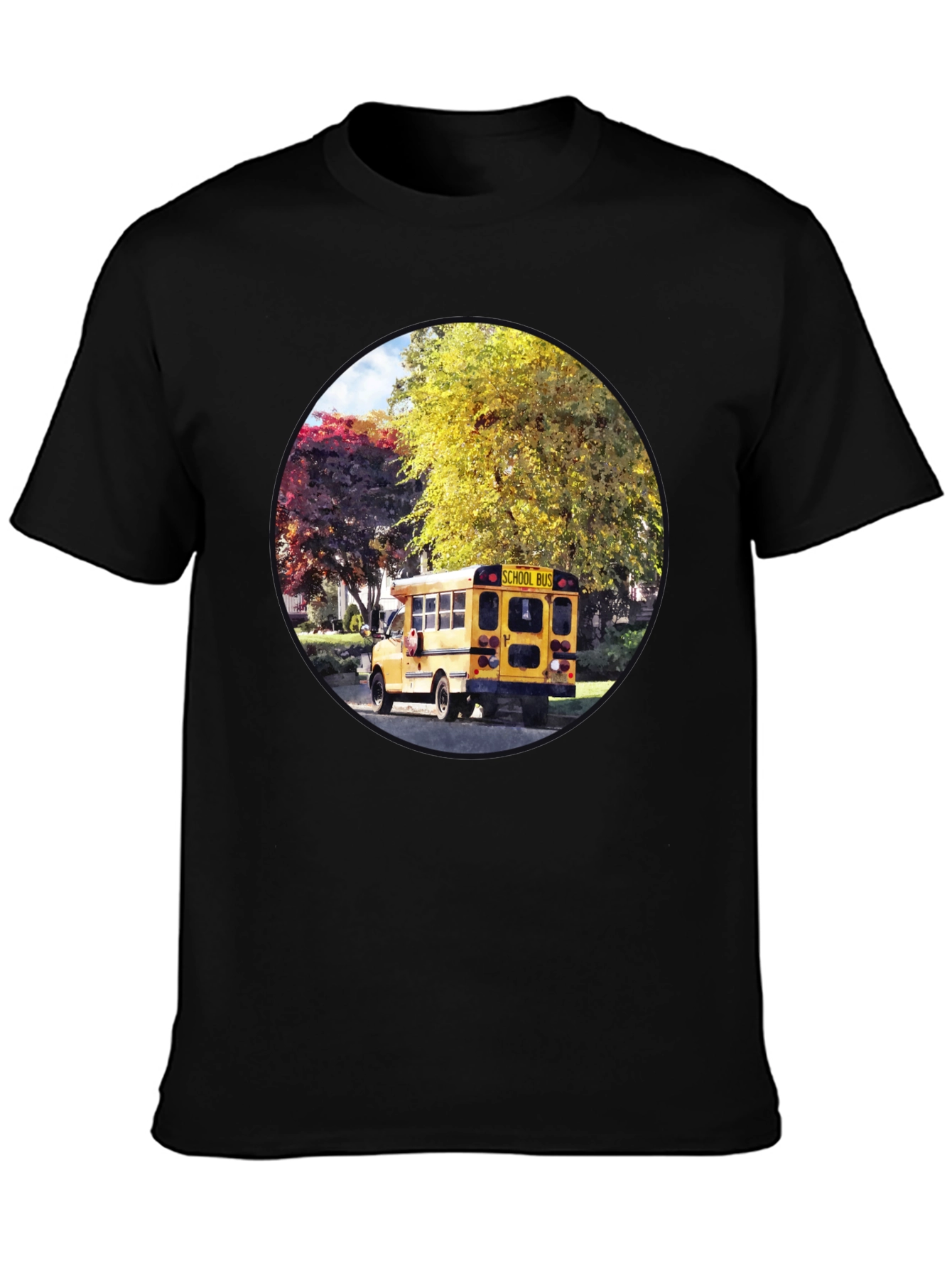 School Bus Graphic Tee - Unique Circle Design