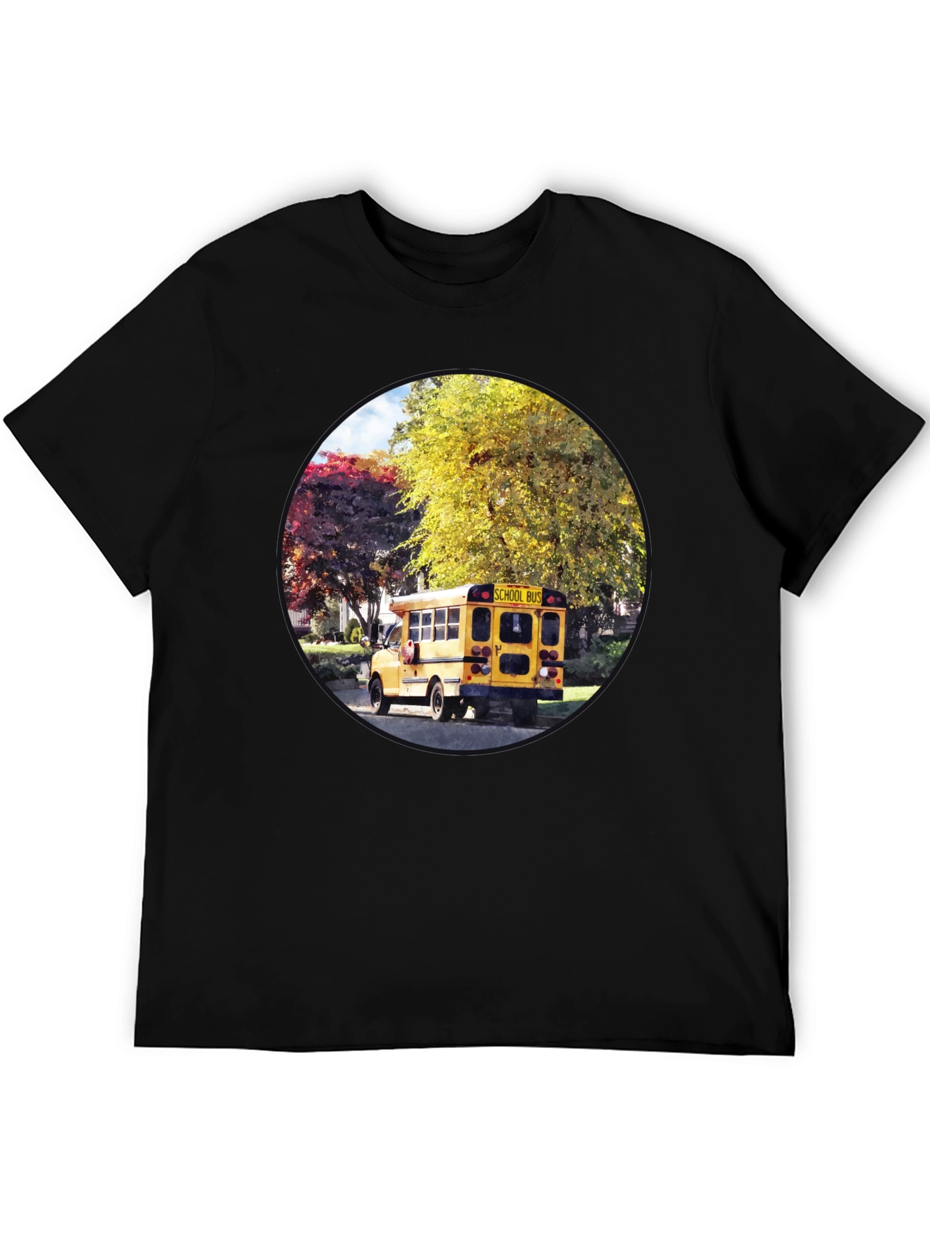 School Bus Graphic Tee - Unique Circle Design