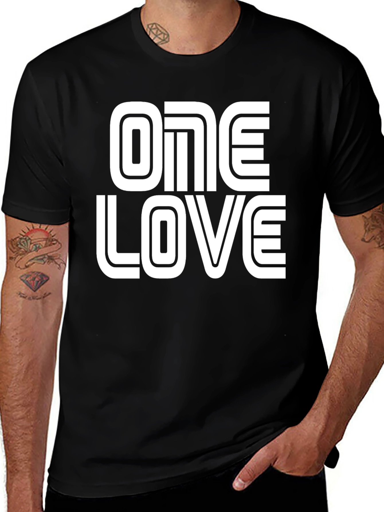 One Love Graphic Tee - Black Cotton Blend