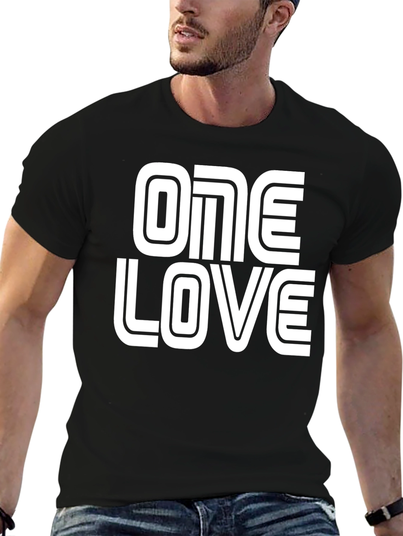One Love Graphic Tee - Black Cotton Blend