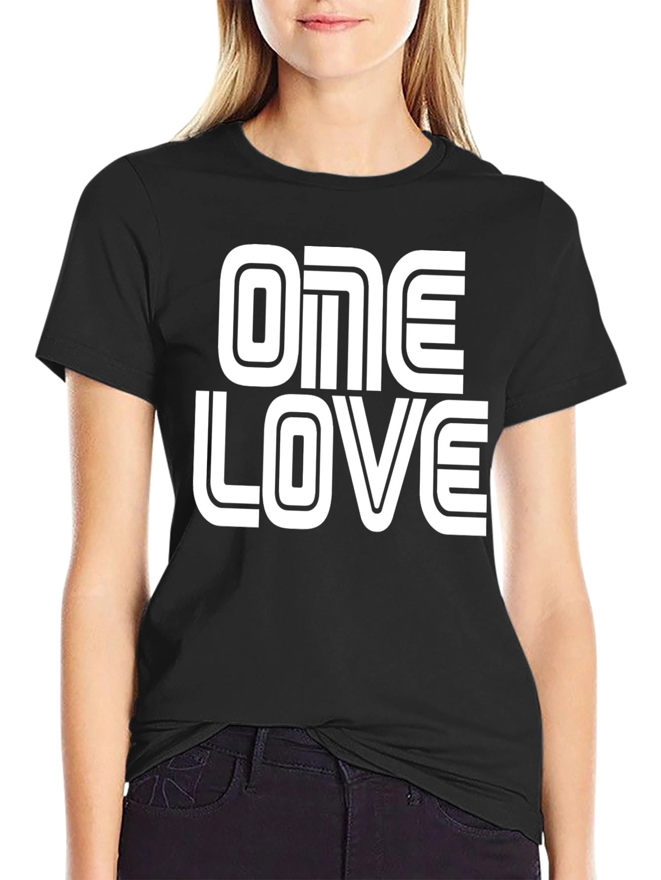 One Love Graphic Tee - Black Cotton Blend
