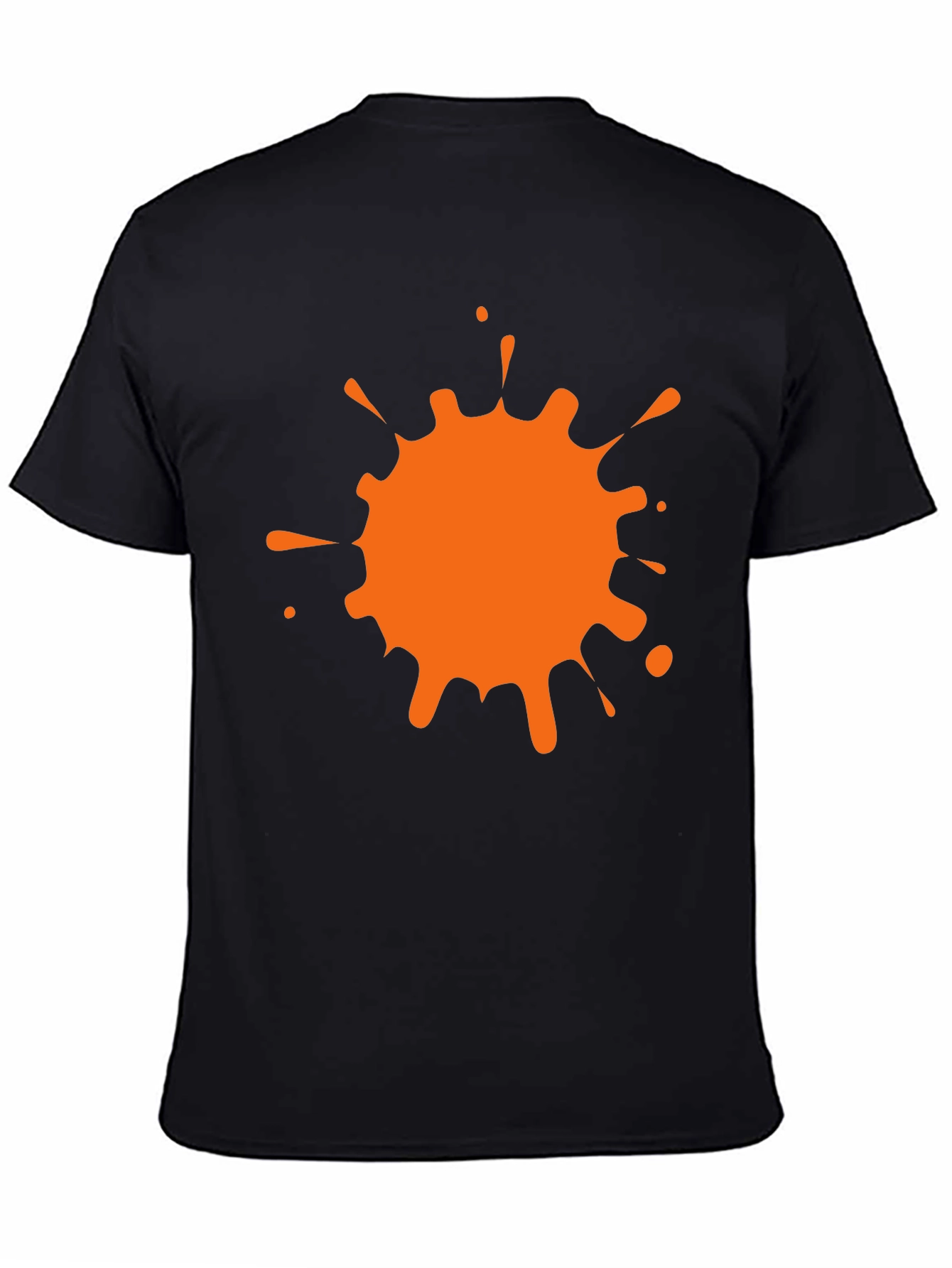 Black T-Shirt with Orange Paint Splatter