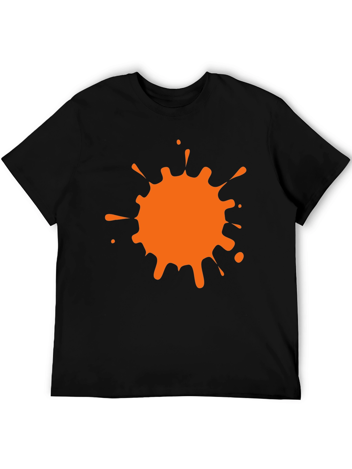 Black T-Shirt with Orange Paint Splatter