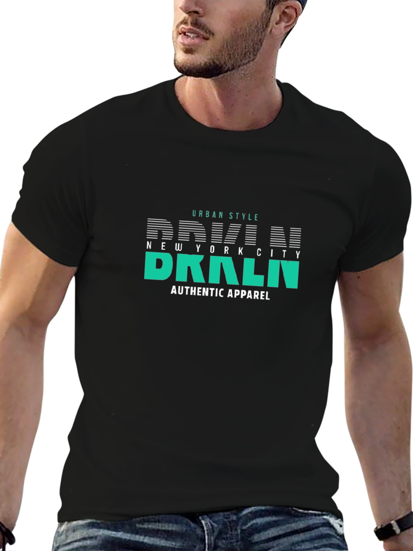 Urban Style BRKLN Graphic T-Shirt - Black