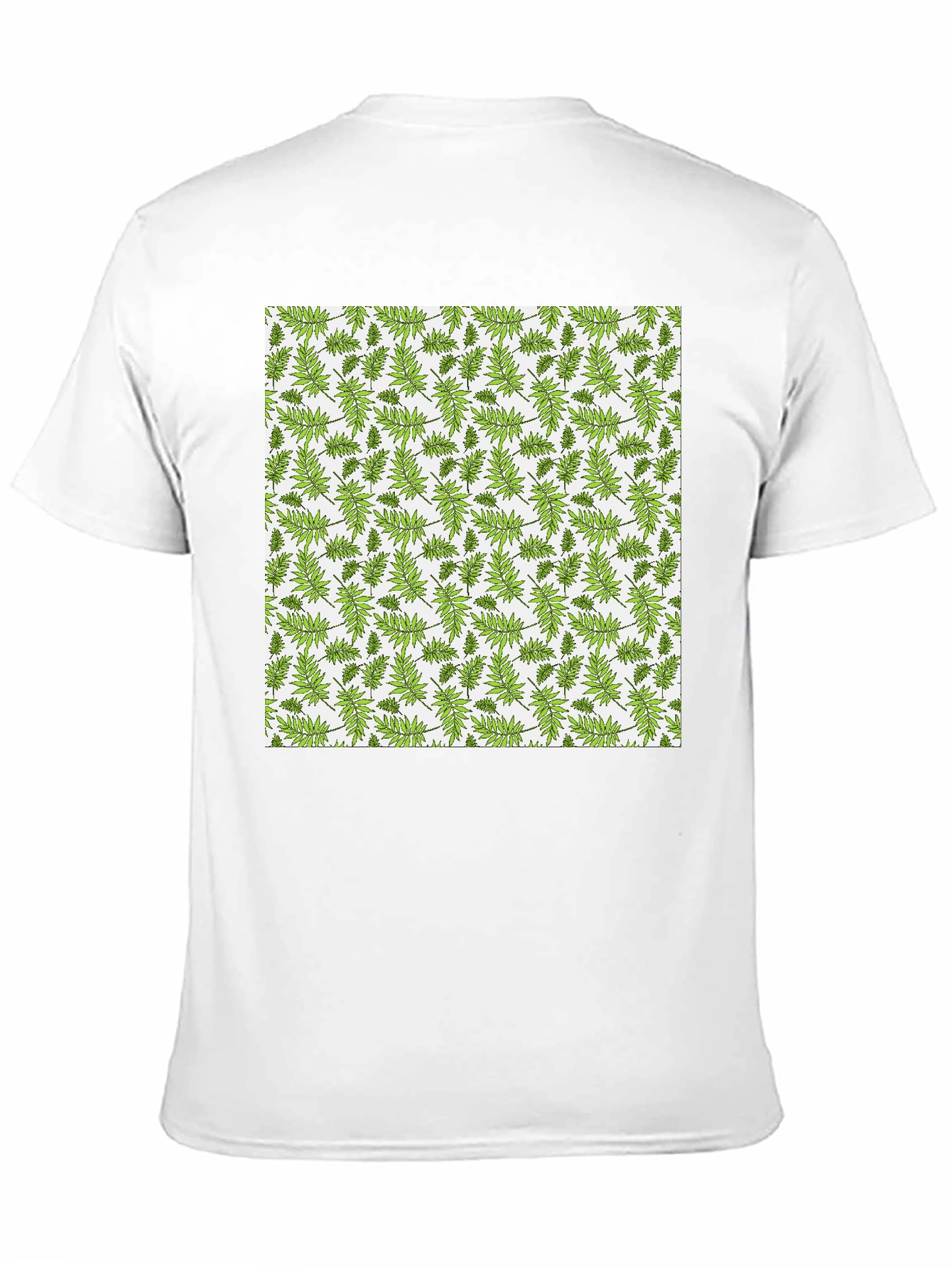 Fern Pattern Print Black Casual Tee