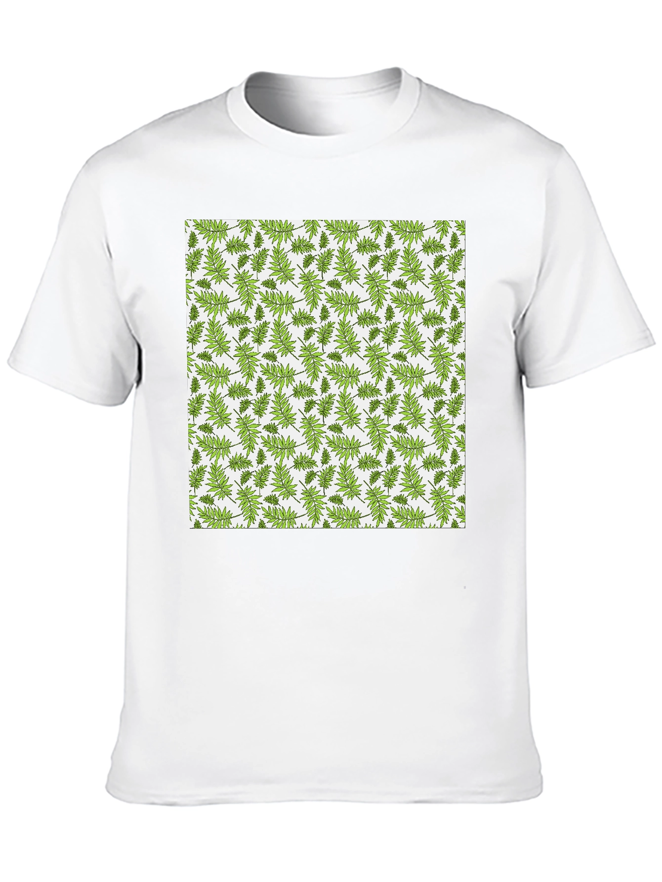 Fern Pattern Print Black Casual Tee