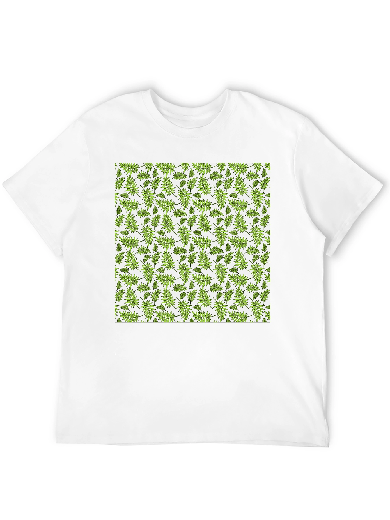 Fern Pattern Print Black Casual Tee