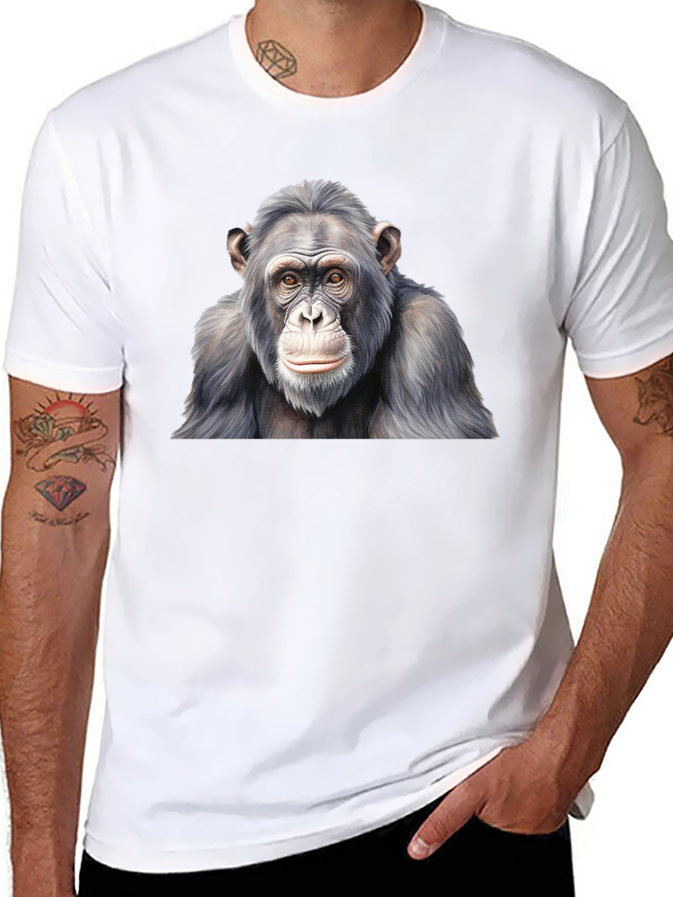 Chimpanzee Graphic Black T-Shirt