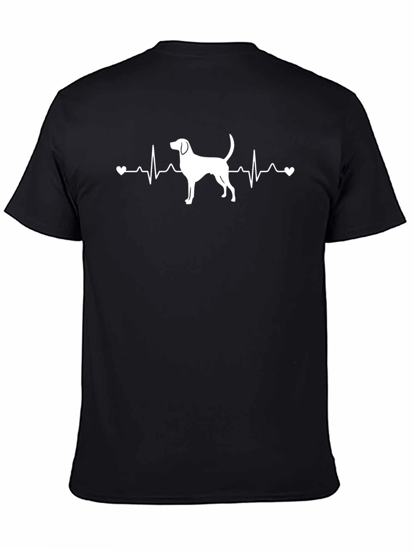 Dog Heartbeat Graphic Tee - Black Cotton T-Shirt