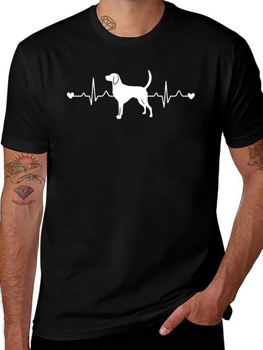 Dog Heartbeat Graphic Tee - Black Cotton T-Shirt