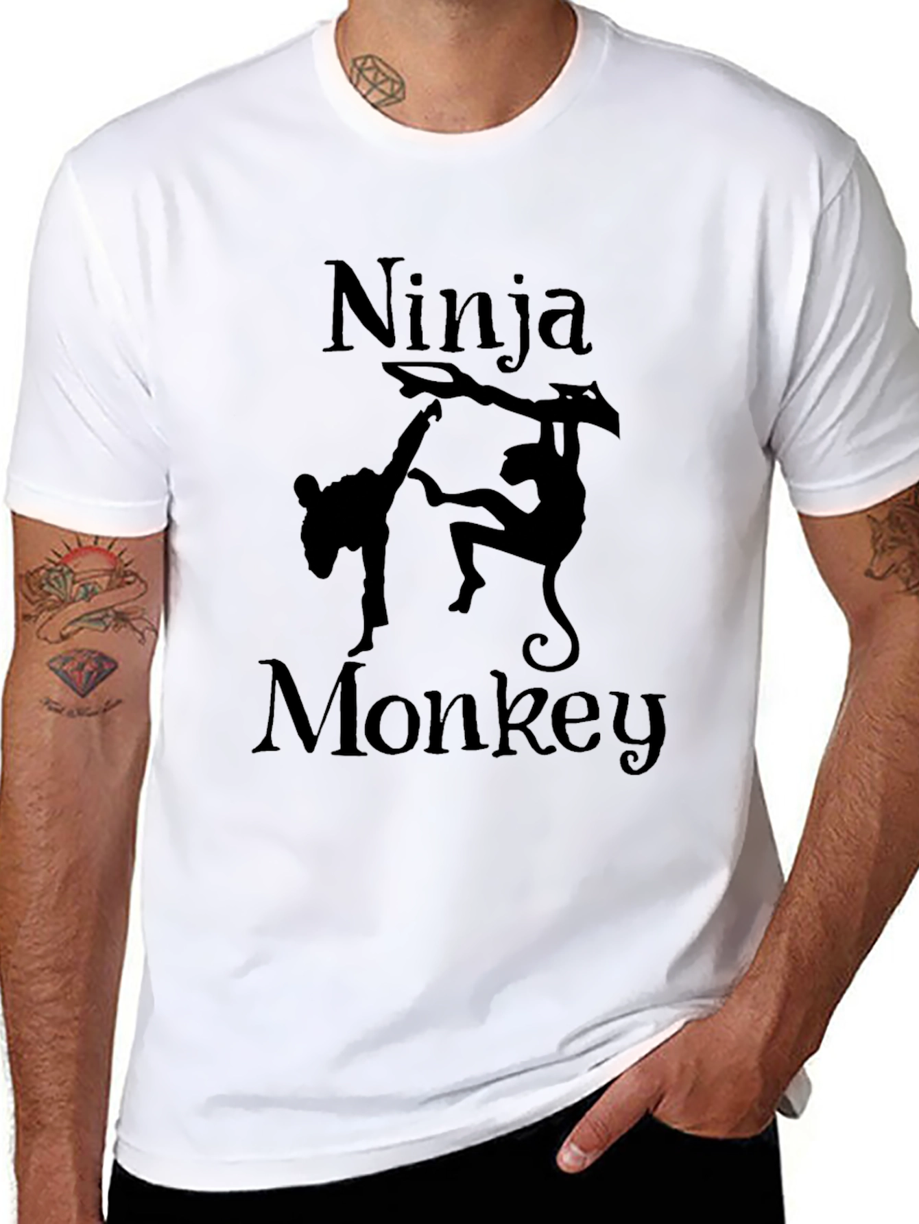 Ninja Monkey Graphic T-Shirt - Mens Black Tee