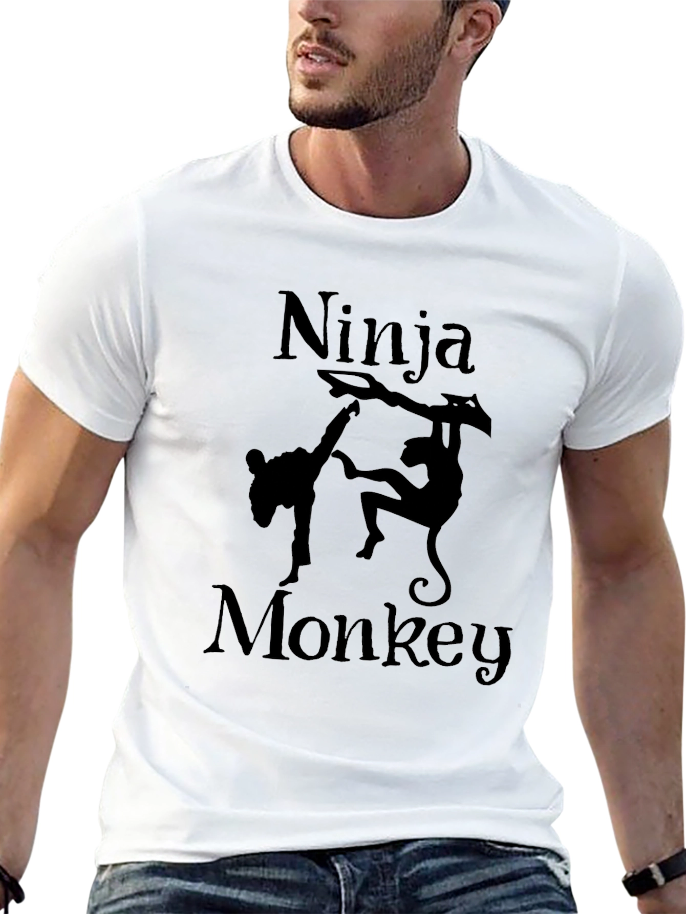 Ninja Monkey Graphic T-Shirt - Mens Black Tee