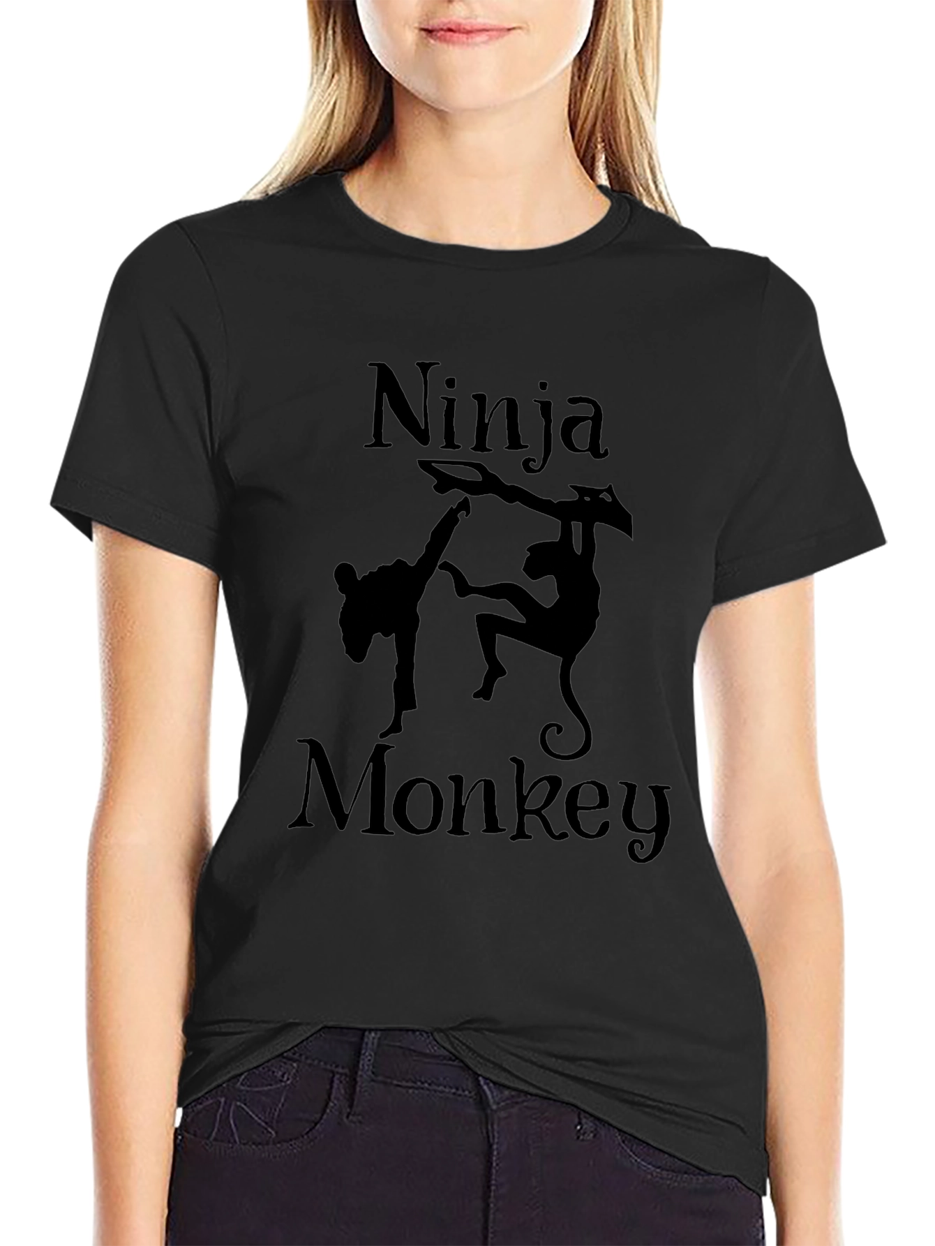 Ninja Monkey Graphic T-Shirt - Mens Black Tee
