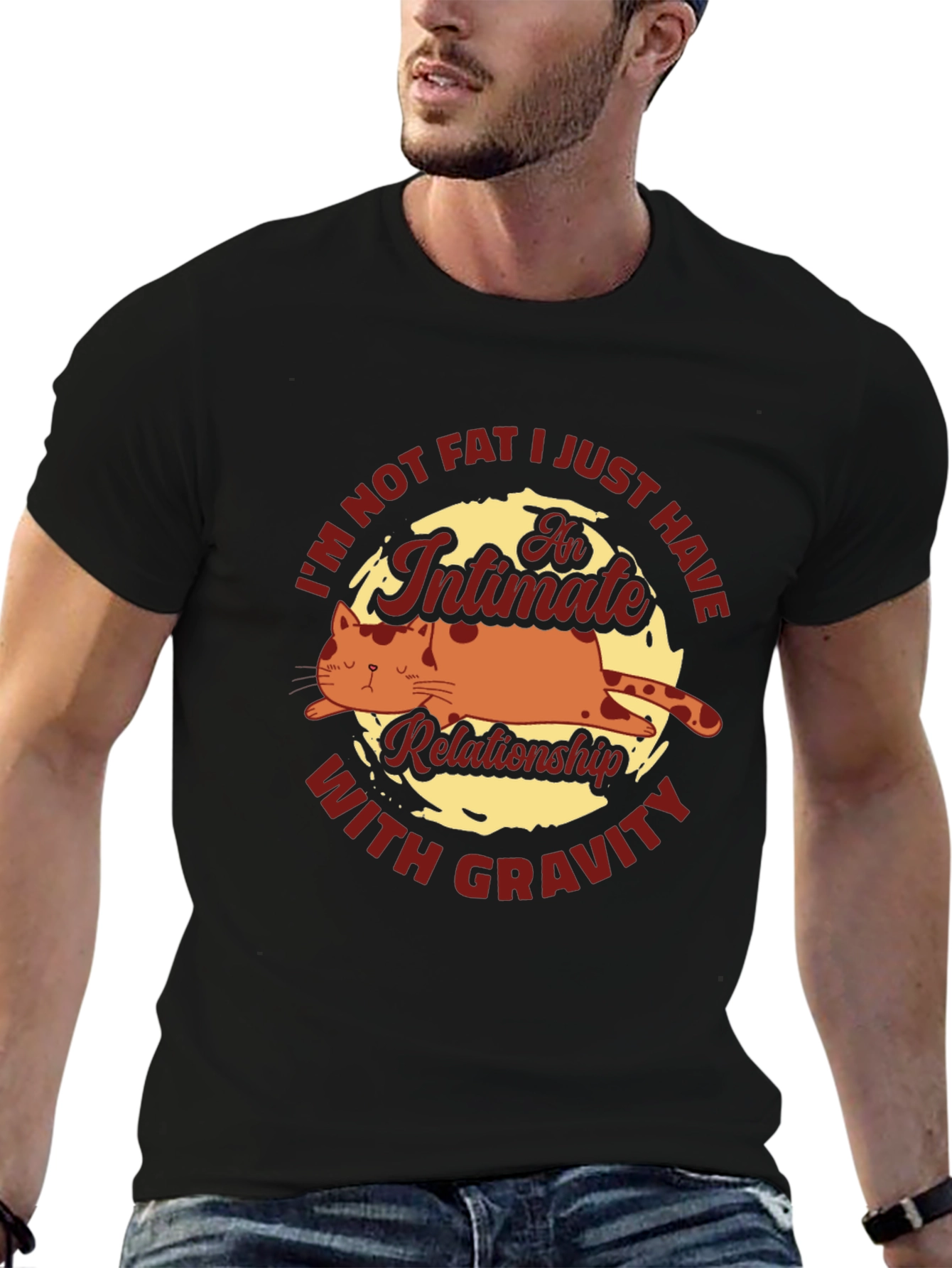 Im Not Fat Cat Humor Graphic T-Shirt