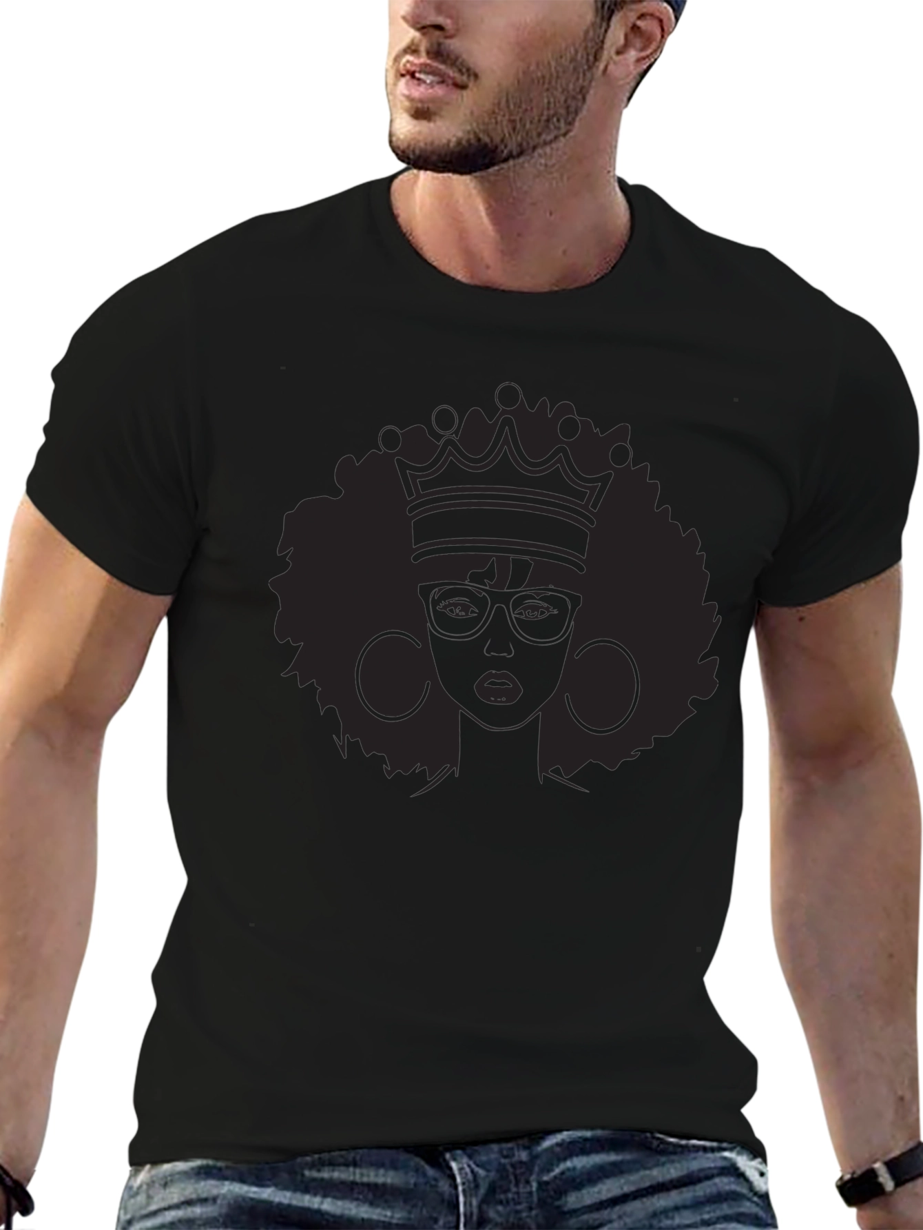 Queen Afro Crown Black T-Shirt
