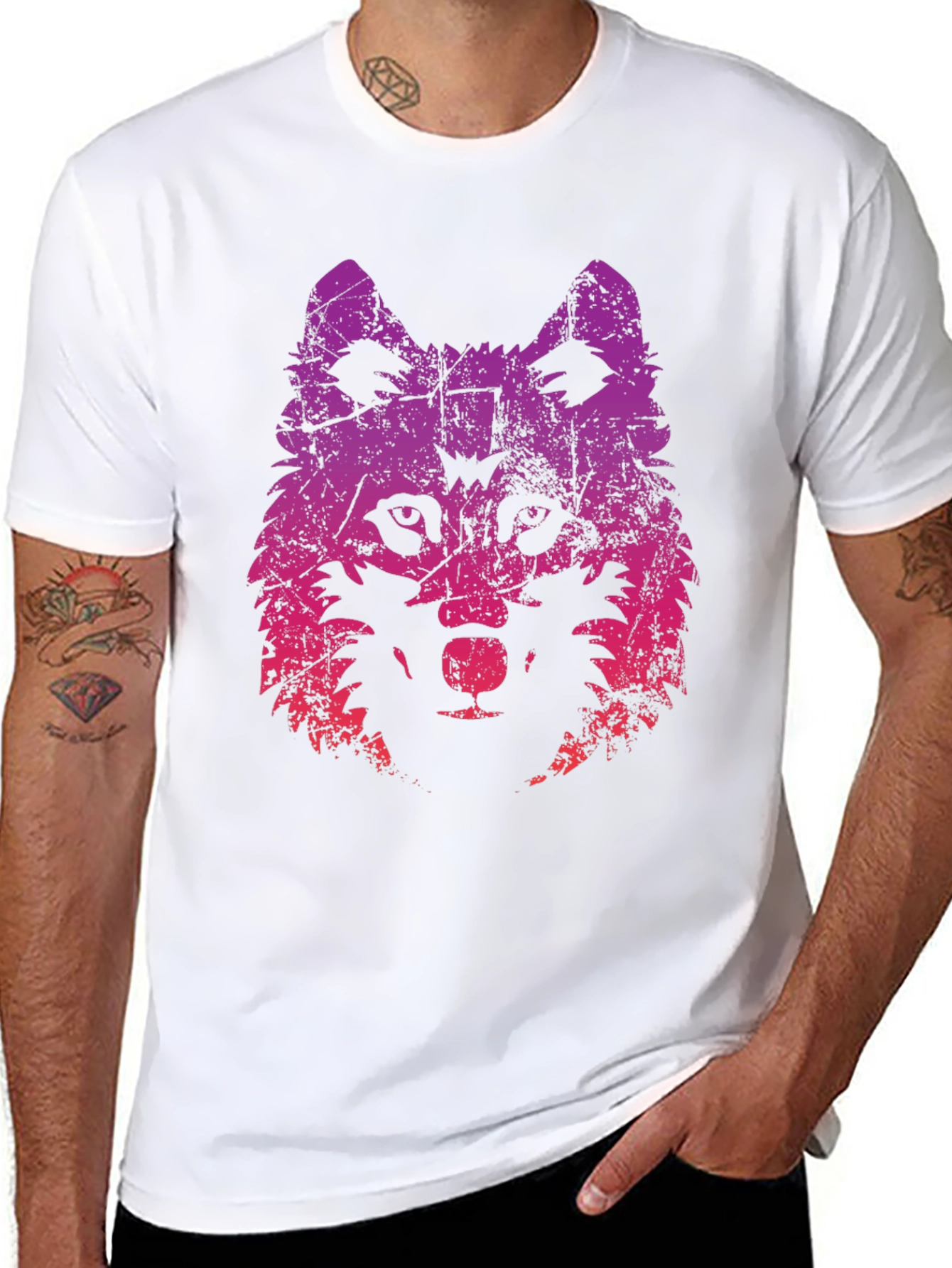 Wolf Graphic Print Tee - Trendy Black T-Shirt