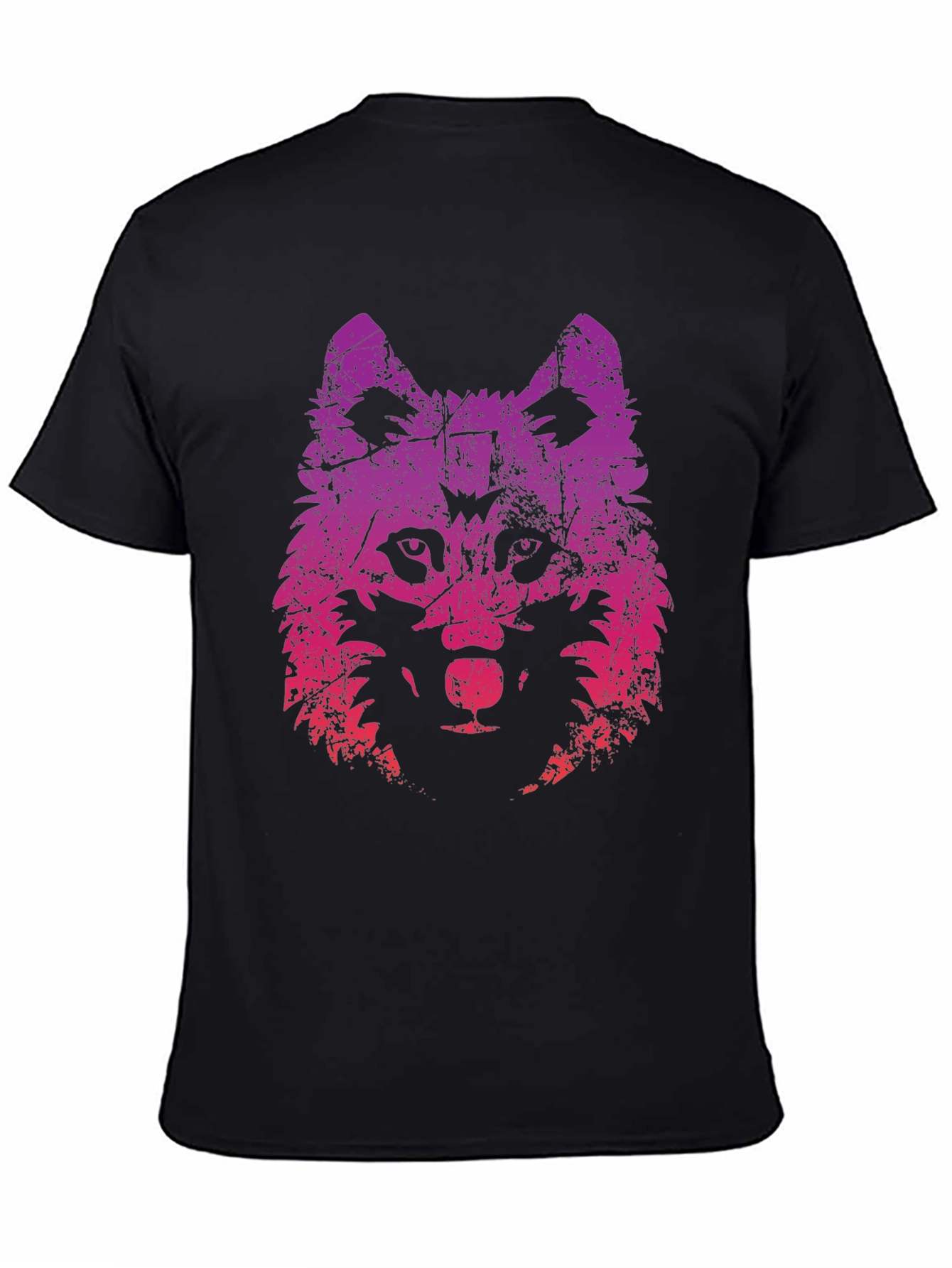 Wolf Graphic Print Tee - Trendy Black T-Shirt