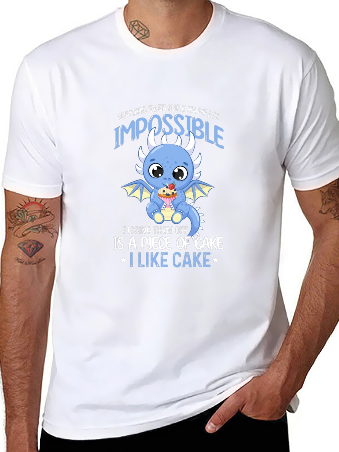 Cake Loving Dragon Graphic T-Shirt