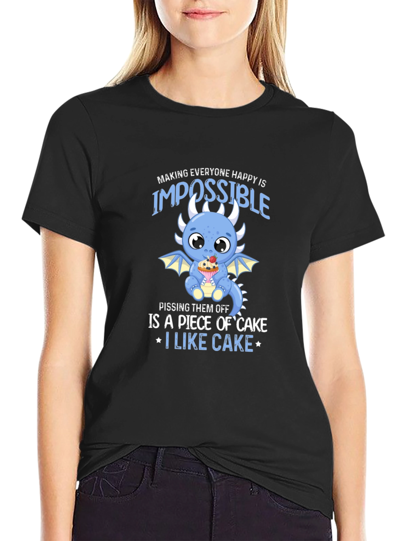 Cake Loving Dragon Graphic T-Shirt