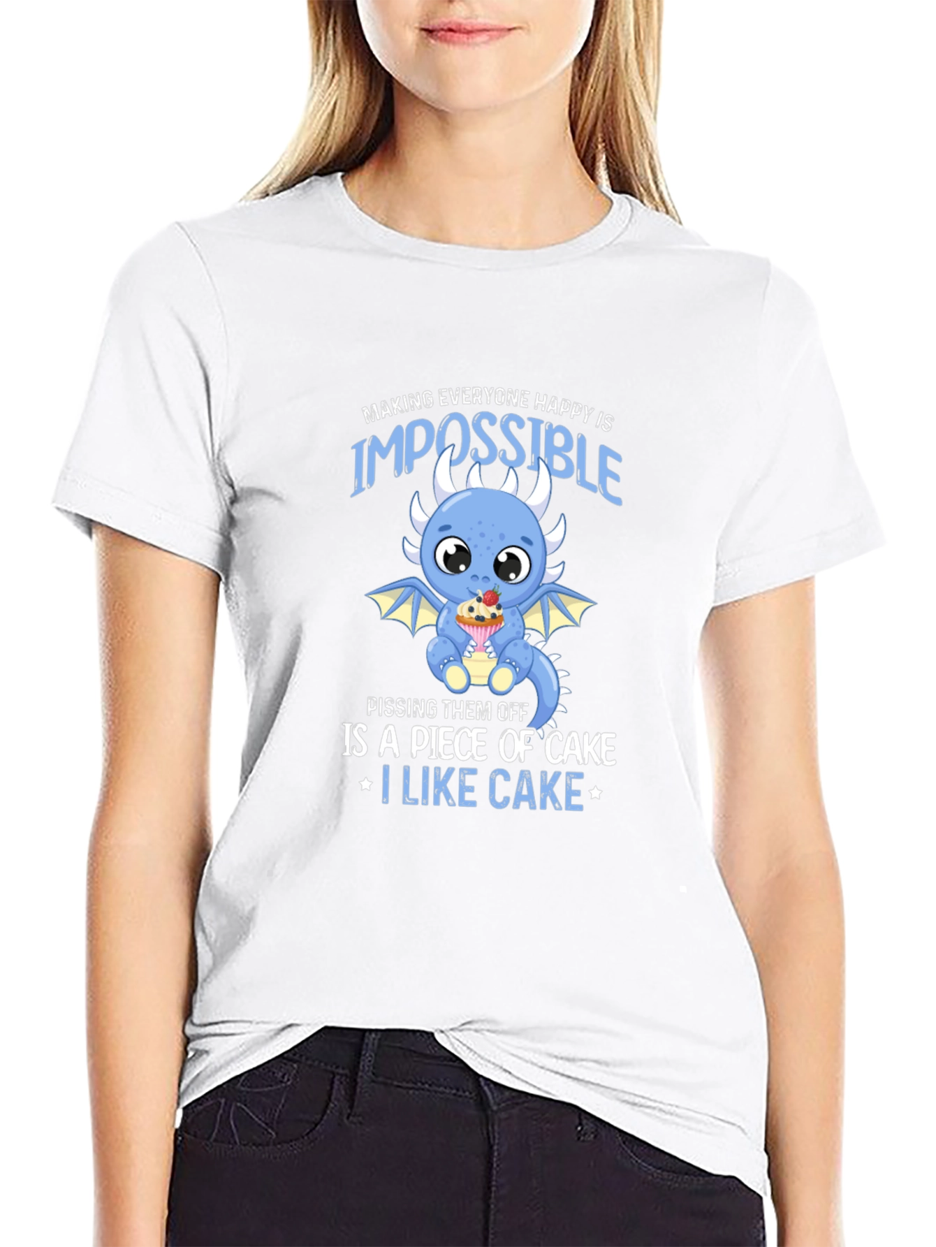 Cake Loving Dragon Graphic T-Shirt