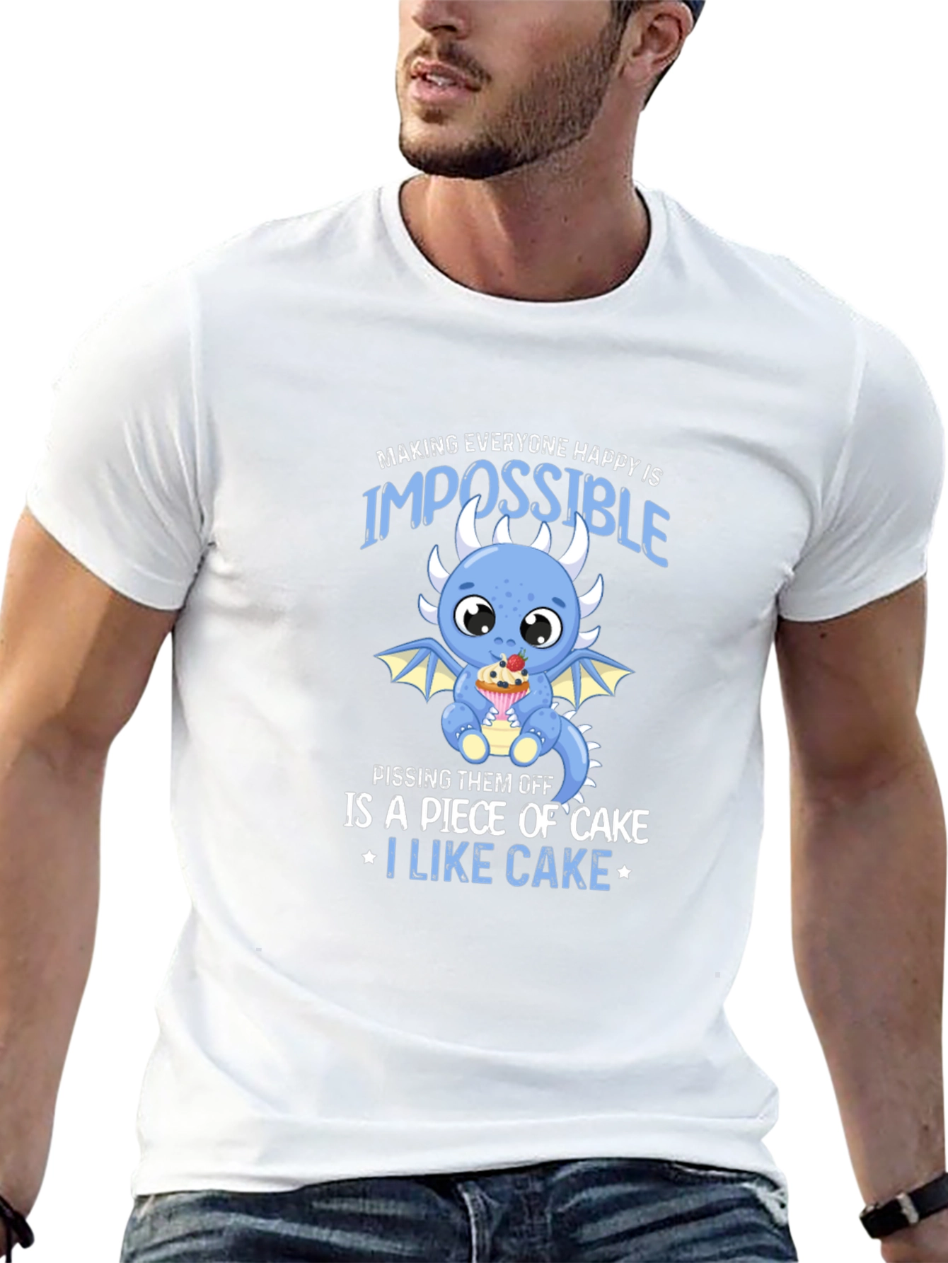 Cake Loving Dragon Graphic T-Shirt