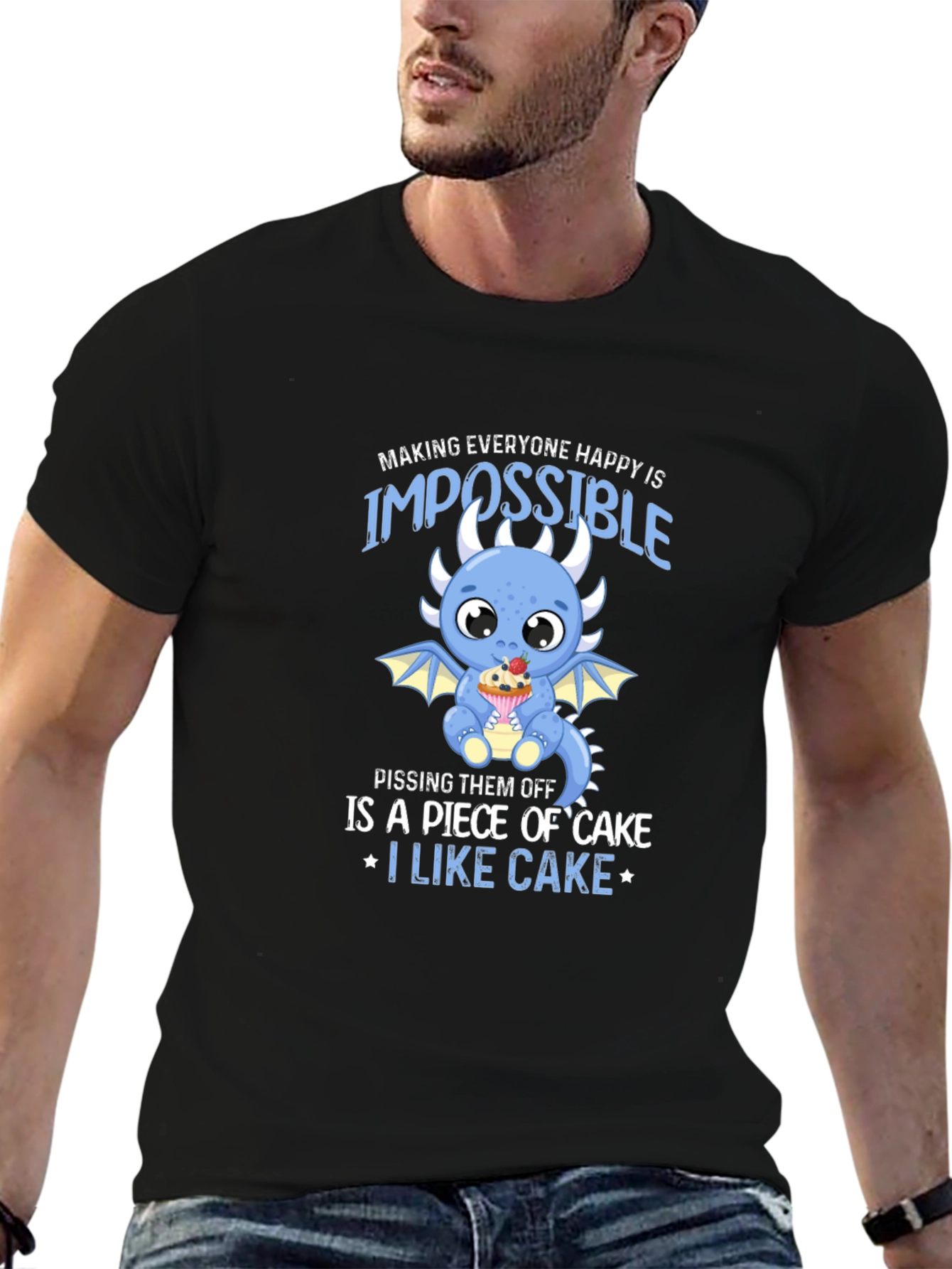 Cake Loving Dragon Graphic T-Shirt
