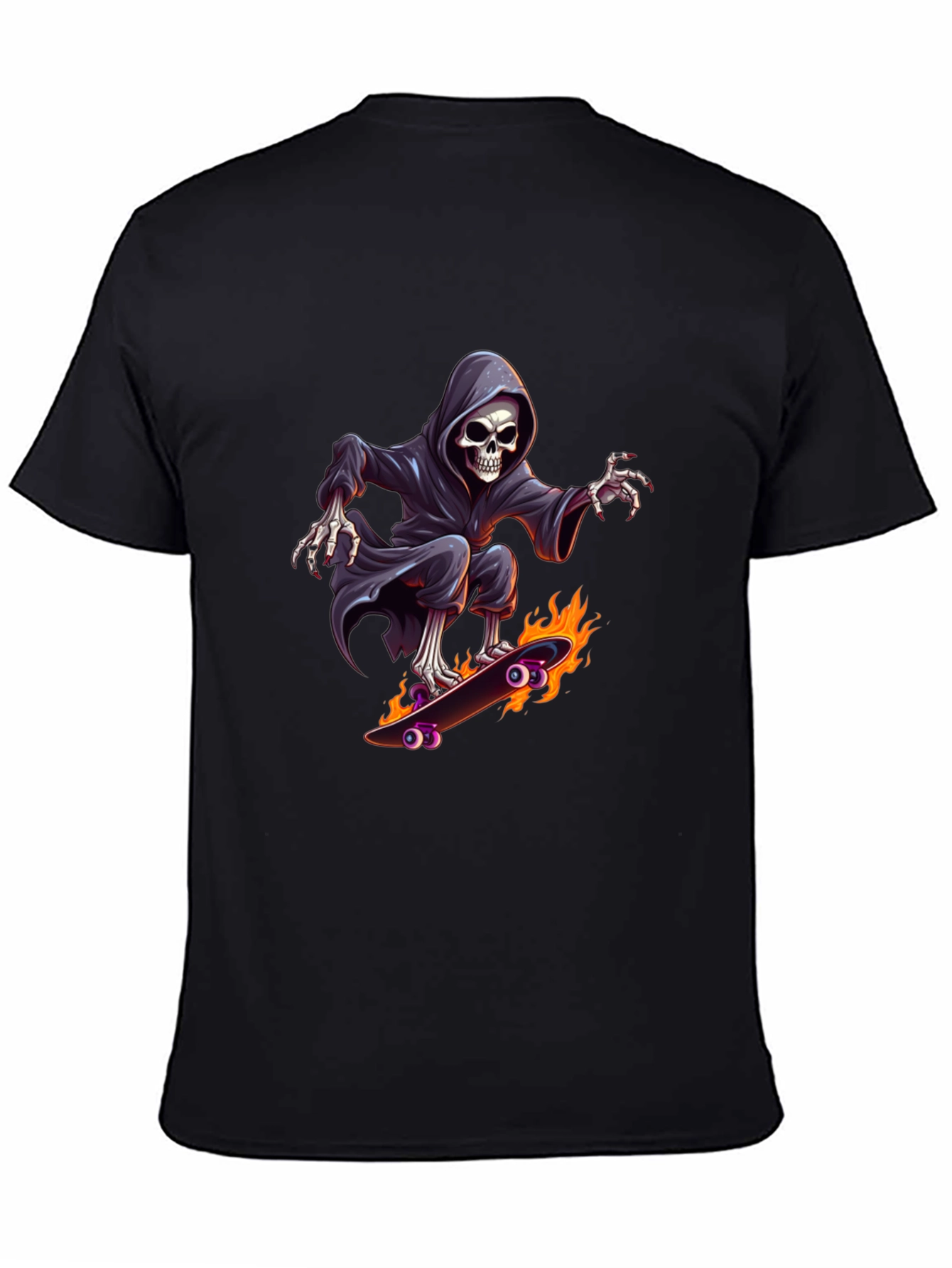 Grim Reaper Skateboard Graphic Tee - Cool Black T-Shirt