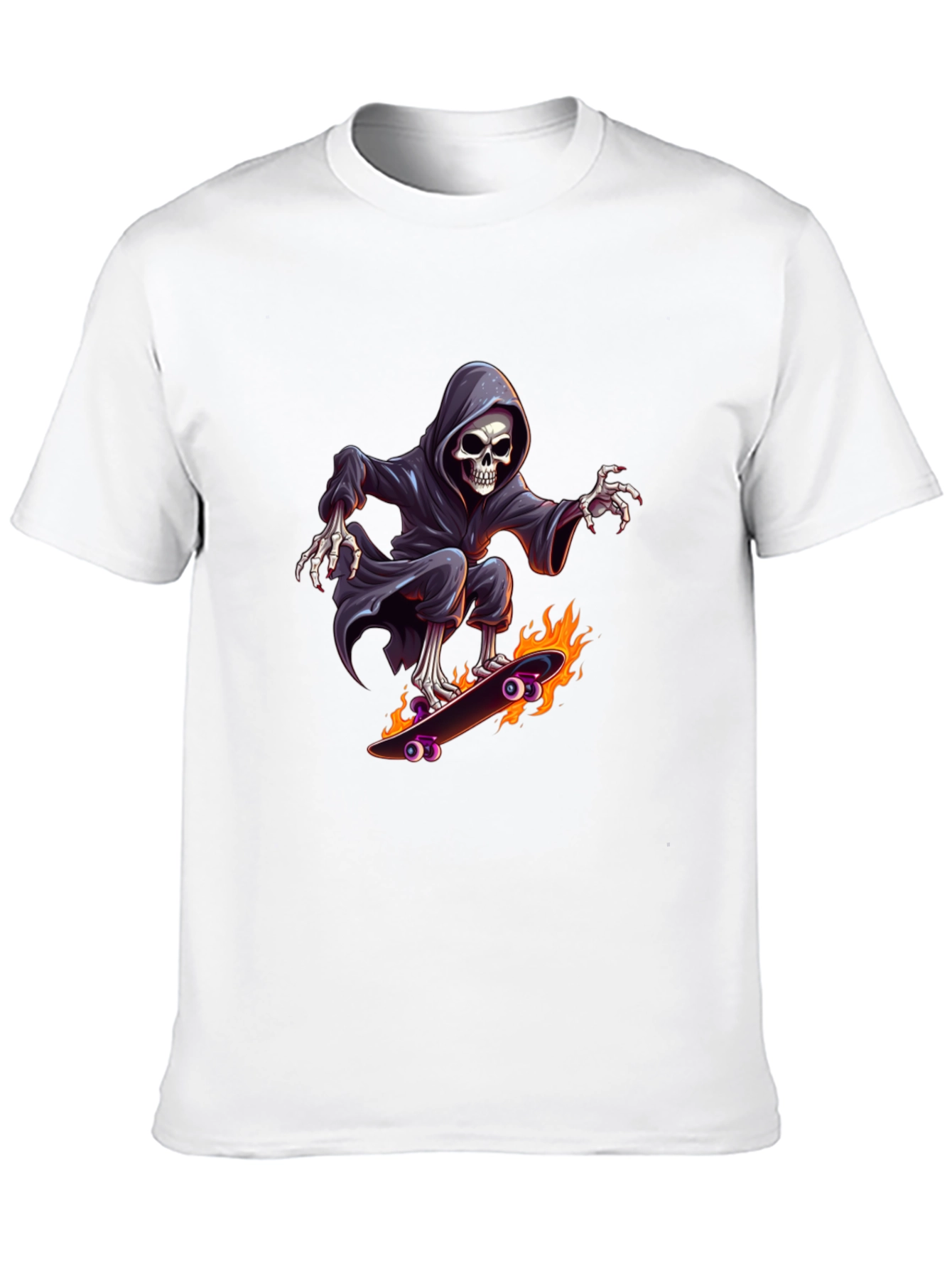 Grim Reaper Skateboard Graphic Tee - Cool Black T-Shirt