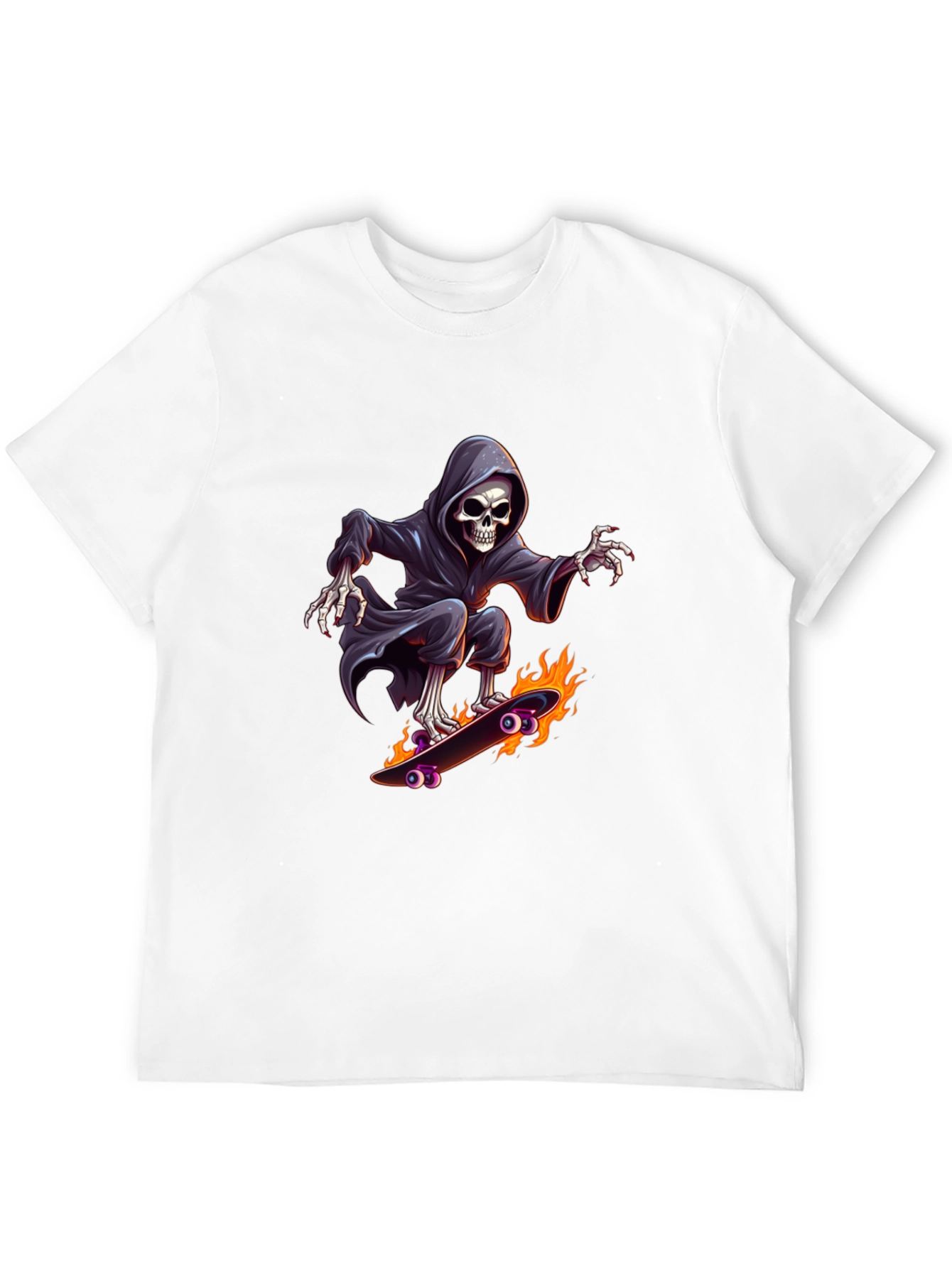 Grim Reaper Skateboard Graphic Tee - Cool Black T-Shirt