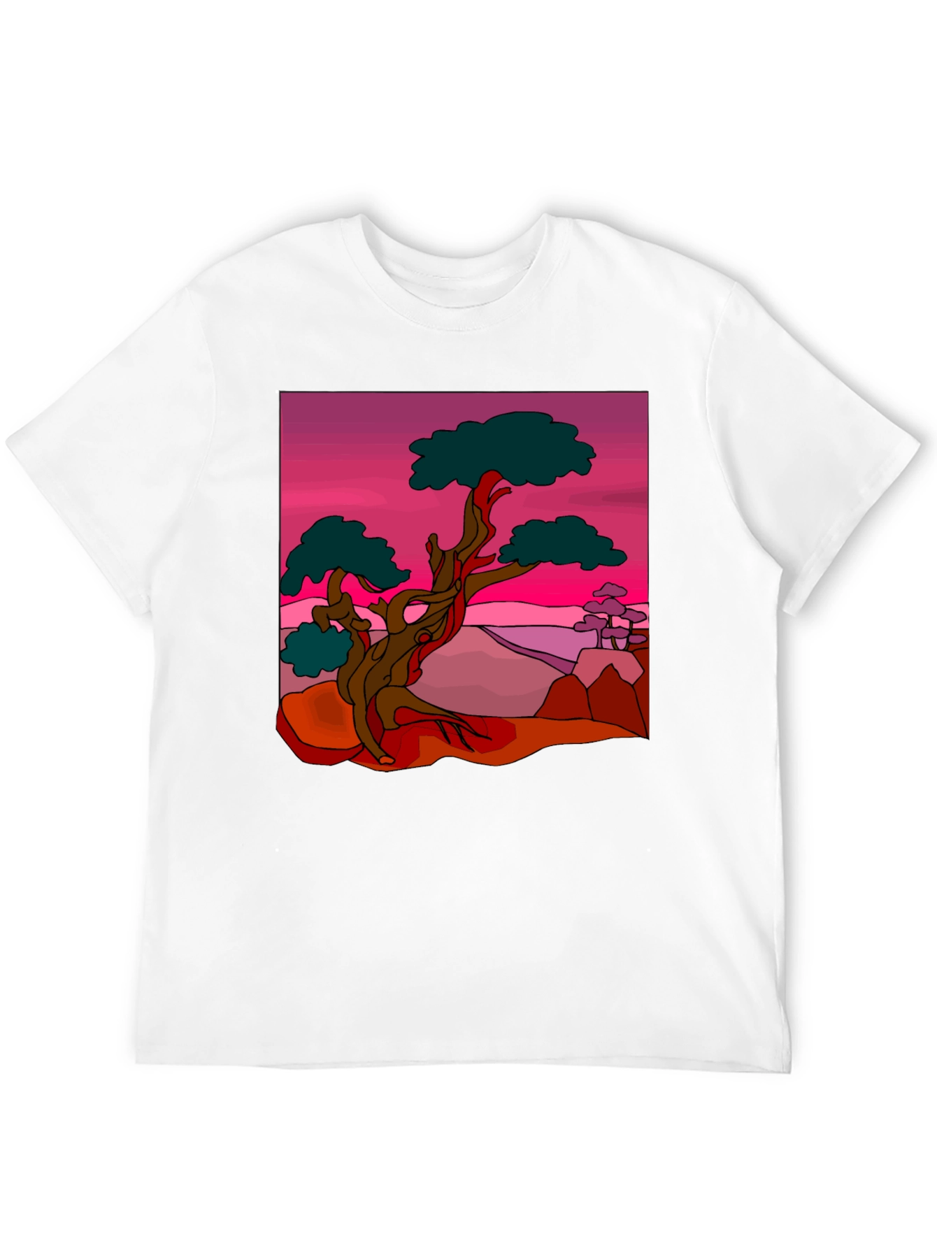 Bonsai Tree Graphic Print Black T-Shirt